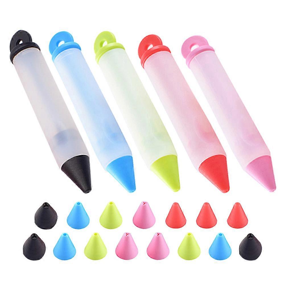 Piping Pen for Cake Decorating Silicone Chocolate Pen 5Pcs Set