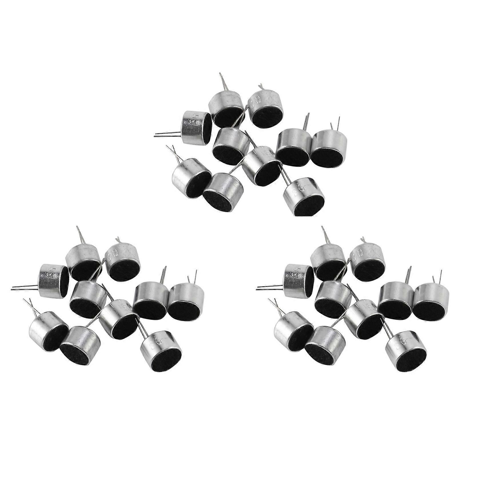 30 Pcs 2 Pin Mini MIC Capsule Electret Condenser Microphone Silver Tone Black