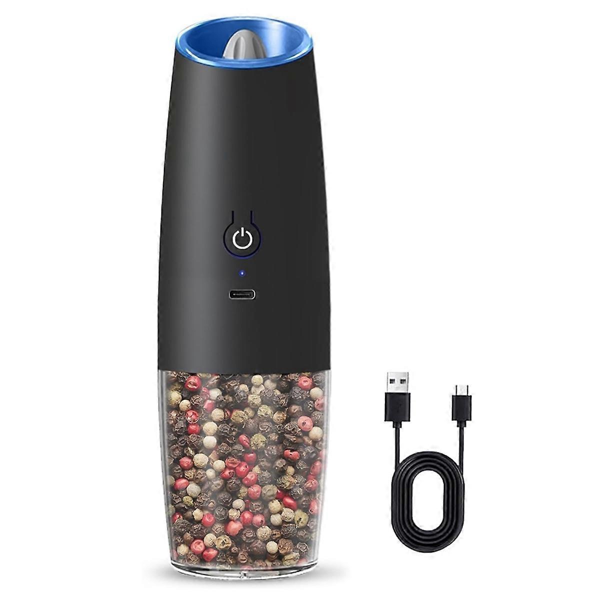 Rechargeable Electric Salt and Pepper Grinder, Adjustable Black
