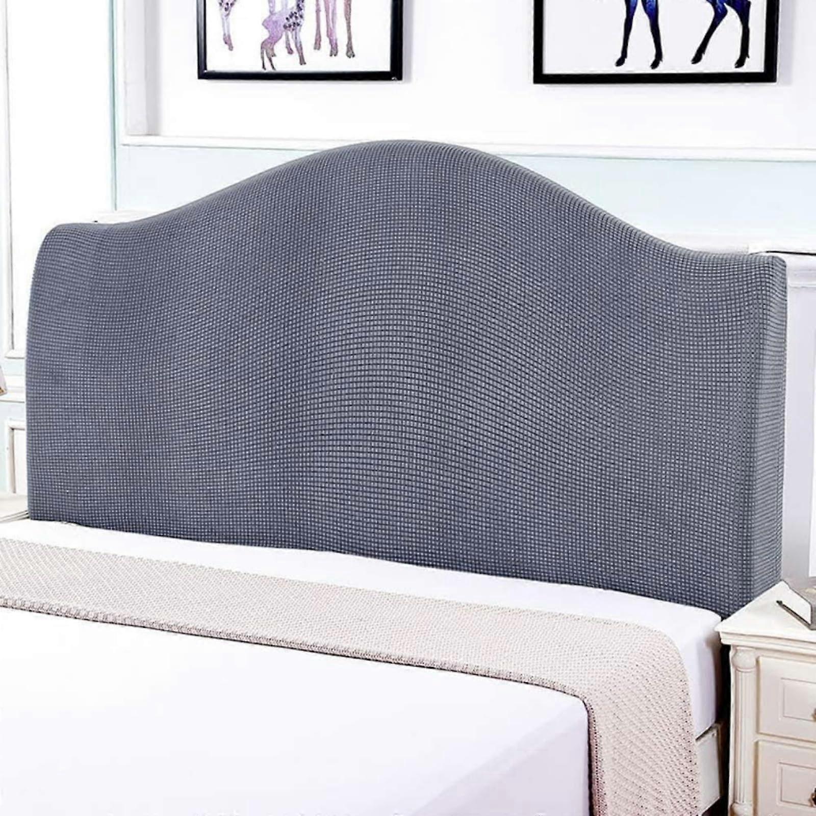Stretch Headboard Cover Queen Size Grey Bed Headboard Protector Breathable Fabric Easy Clean