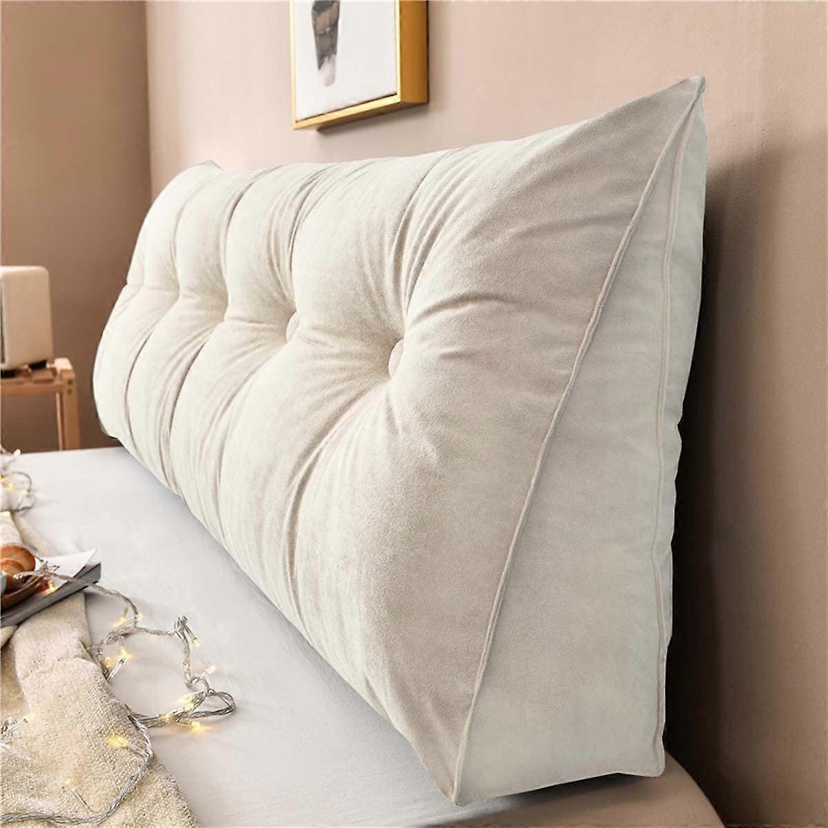 Backrest Pillow Wedge Cushion with Ergonomic Back Support, Removable Cover, Soft Chenille Fabric