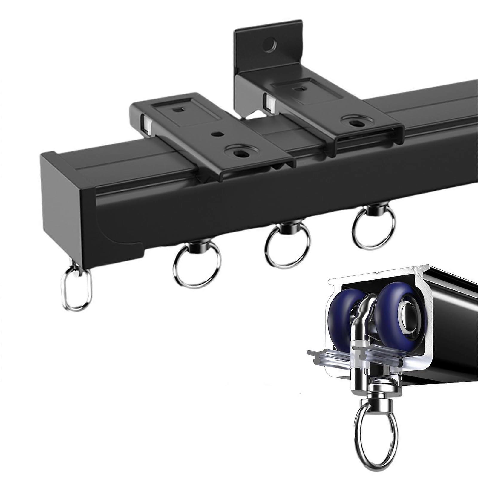Heavy Duty Ceiling Curtain Track System, Adjustable Aluminum Rail 80cm, Wall or Ceiling Mount, Smooth Glide