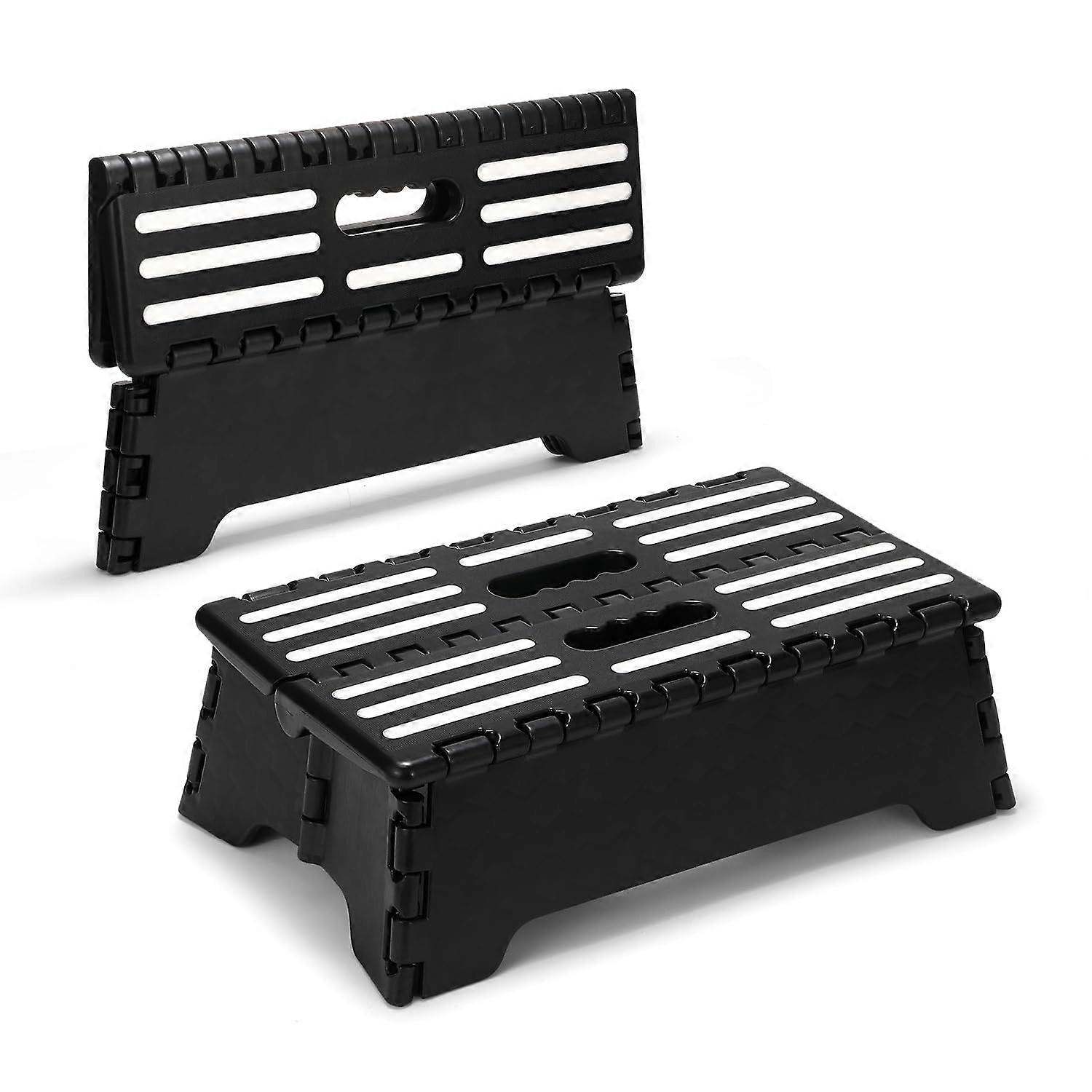 5' Folding Step Stool for Seniors and Elderly with Handle, NonSlip Lightweight Design for RV, Kitchen, Bedroom, Black