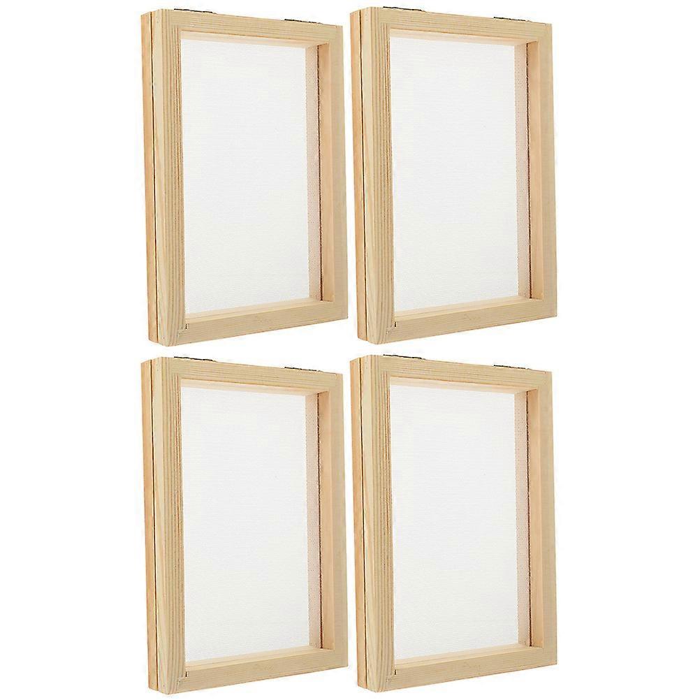4Pcs DIY Paper Making Frame with Wood Design for Craft Projects
