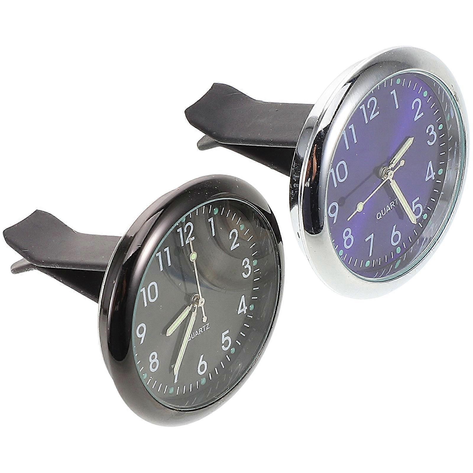 Car Interior Clock Night Glow Mini Car Vent Clock 2Pcs Kit