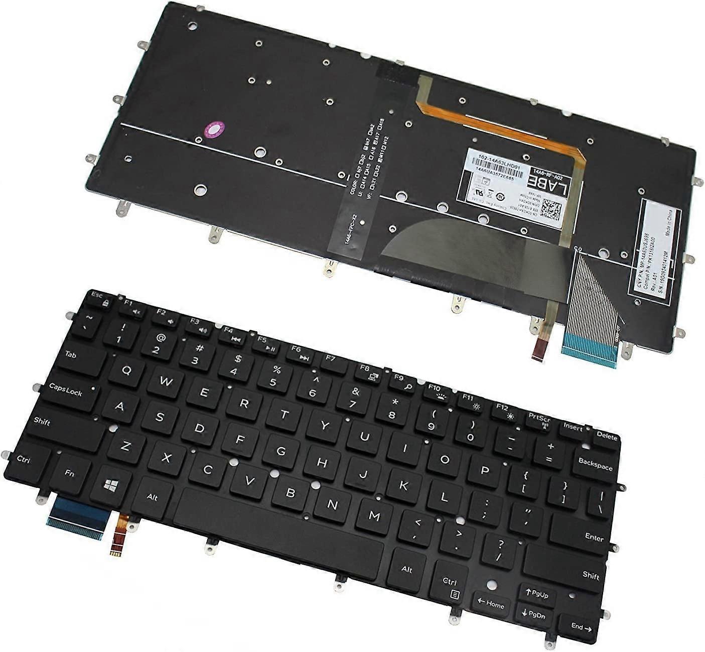 New US Black Backlit Laptop Keyboard (No Frame) Replacement for compatible with Dell AEAM6U00010 NSK-LS0BQ 01 102-14A63LHD01 14A6-RF-A02