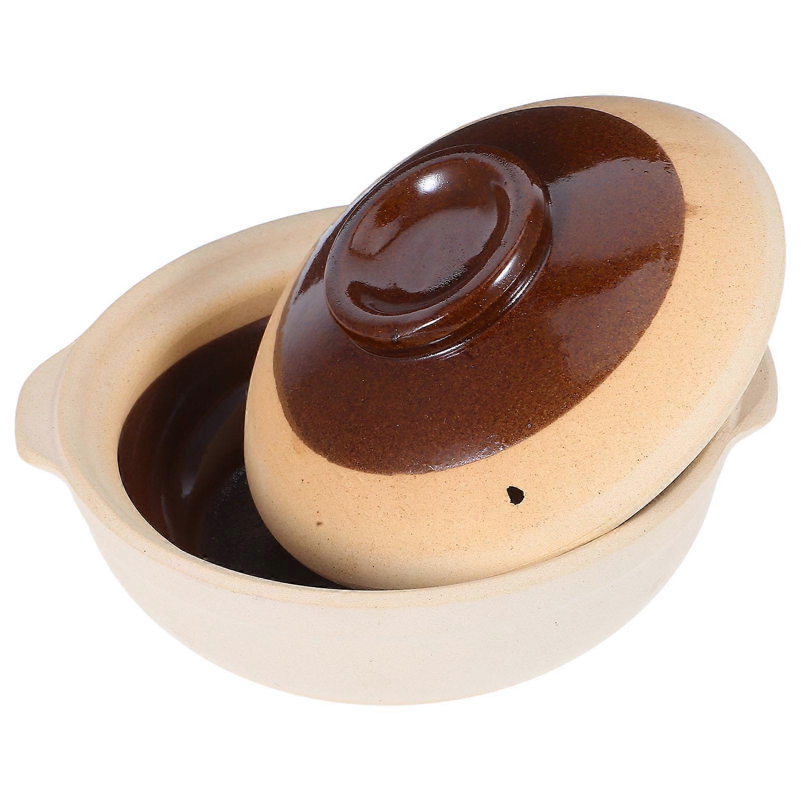 Microwave Safe Brown Clay Pot for Kitchen External Takeout Casserole