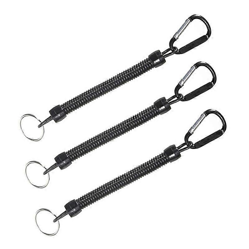 Fiskelinor 3 st 22 cm utdragbara spiralrem med karbinhake TPU båtfiskerep fasthållningsrep fiskeredskap redskap