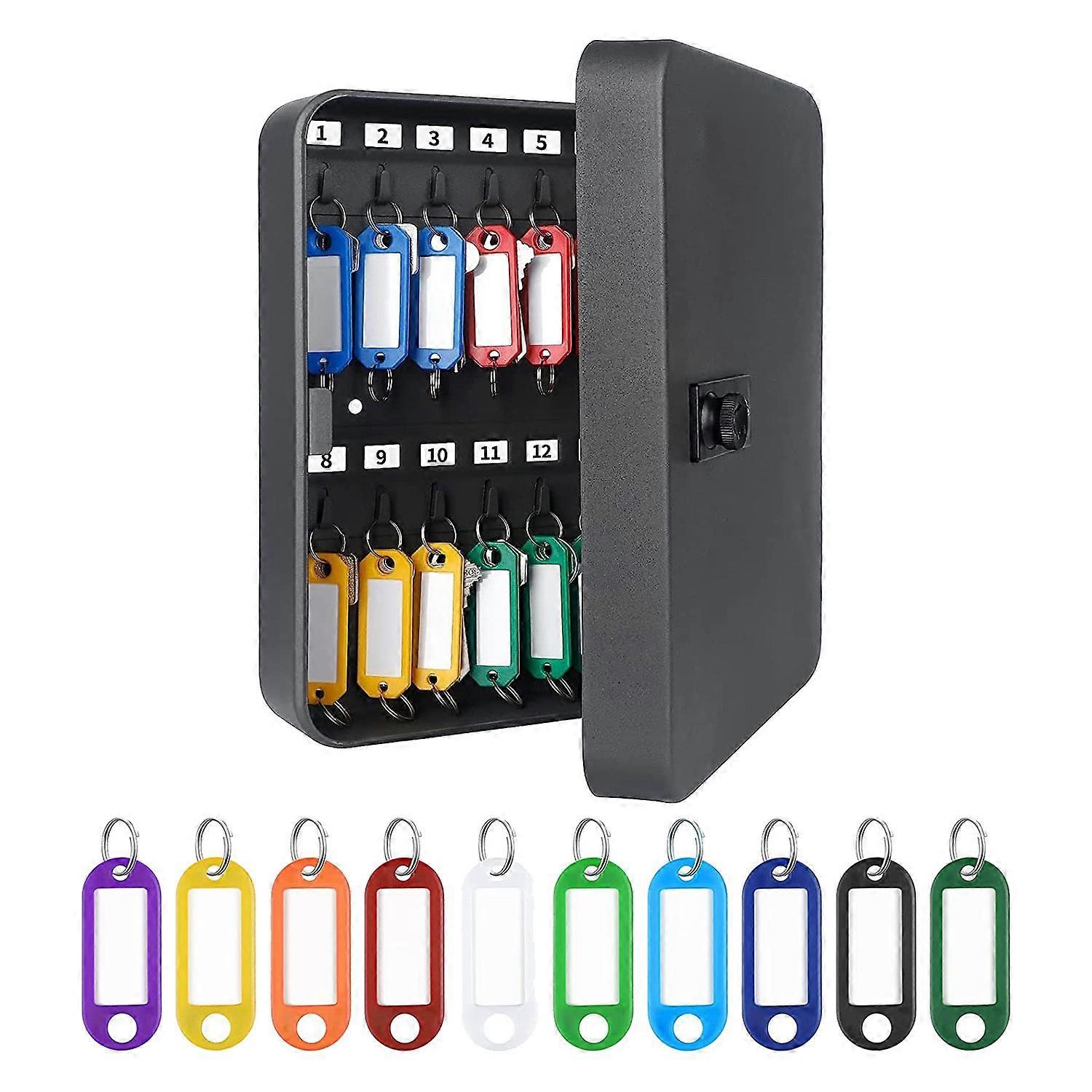 28-Key Steel Key Cabinet Combination Lock Wall Mounted Key Organizer with 40 Key Tag Labels Identifiers