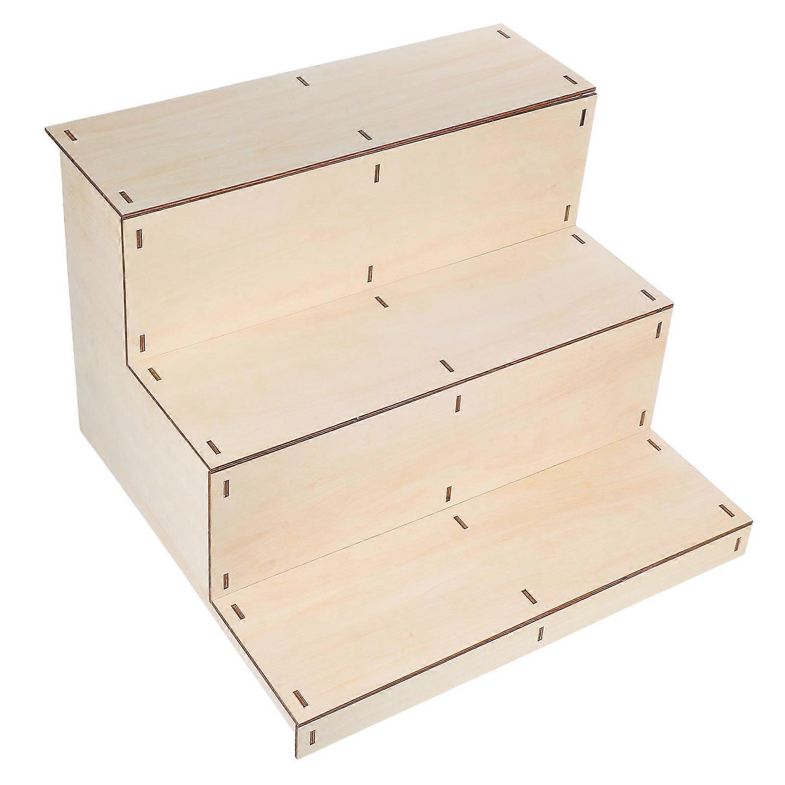 Light Yellow Wood Display Stand for Storage Elegant Rustic Tiered Organizer for Perfumes Plants Cupcakes Shelf