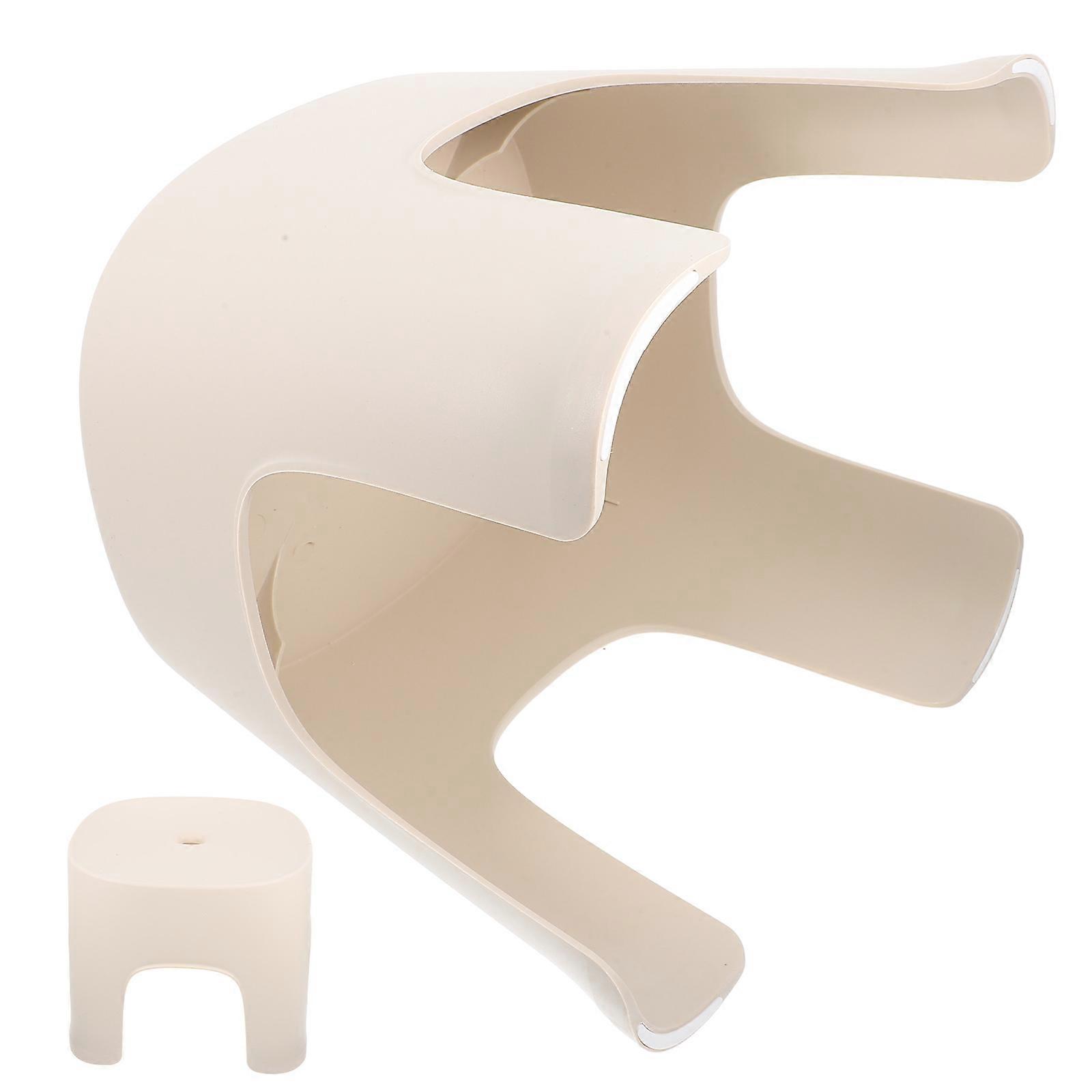 Foot Stool Plastic Step Stool for Stepping Use Beige One Piece