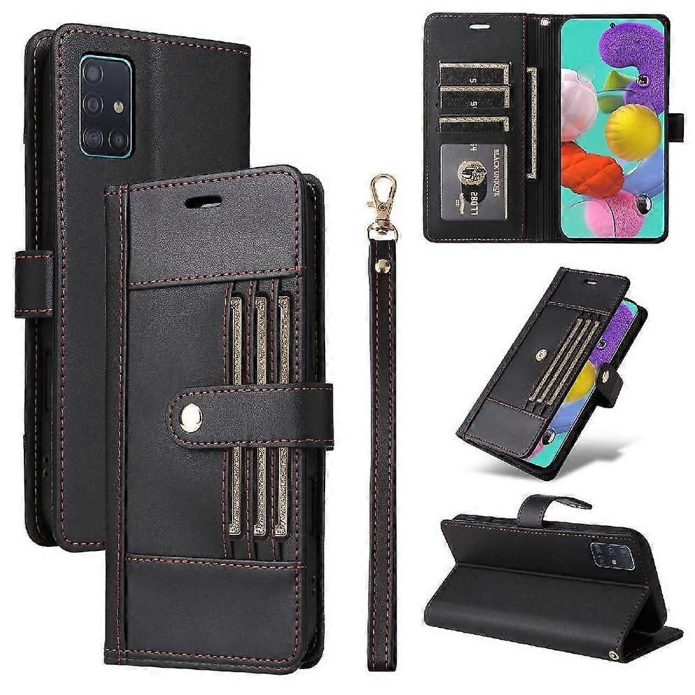 Flip Wallet Case for Samsung Galaxy A71 4G with RFID Blocking, Wrist Strap & 6 Card Slots