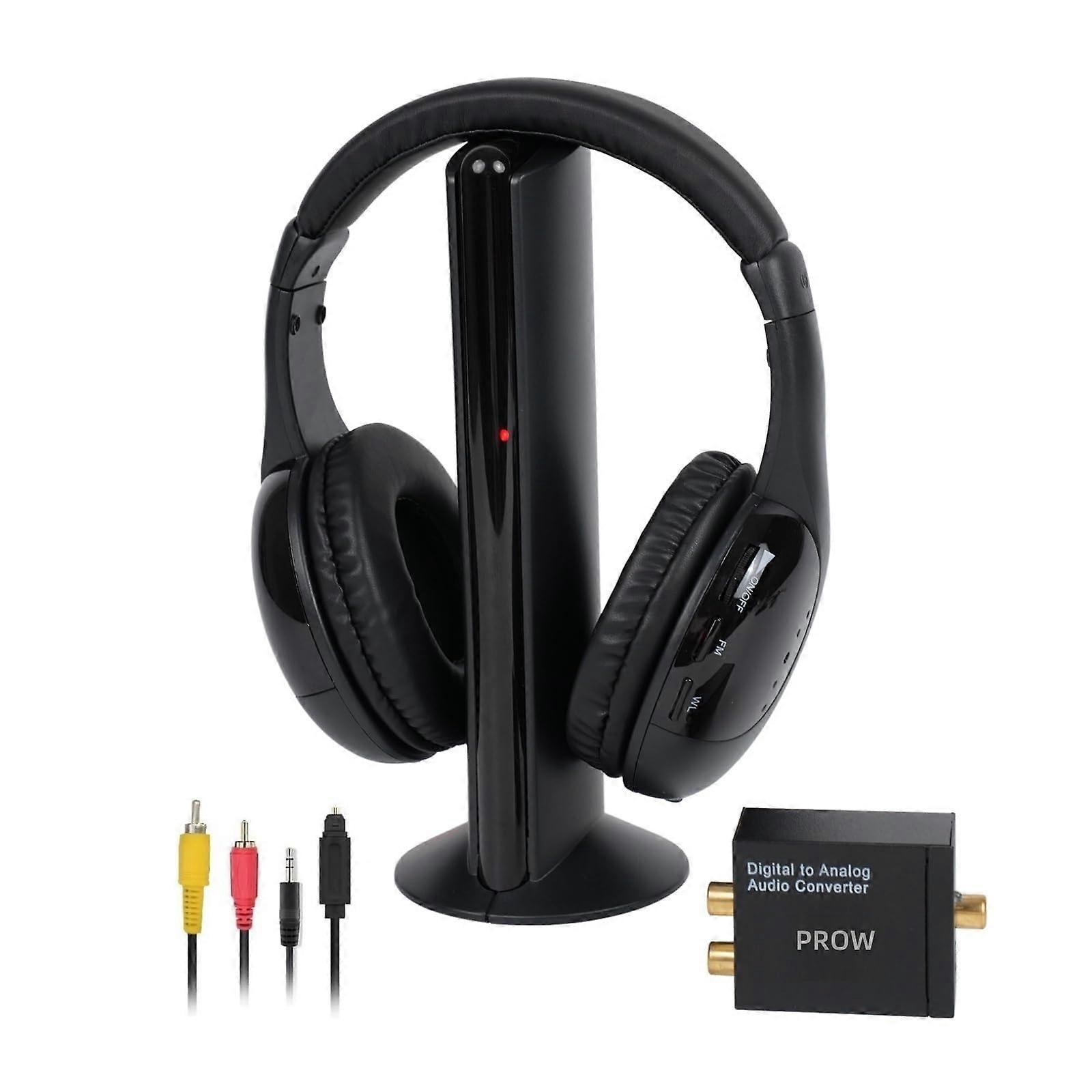 Wireless TV Headphones for Seniors Over Ear with FM Transmitter RCA Optical Coaxial Support
