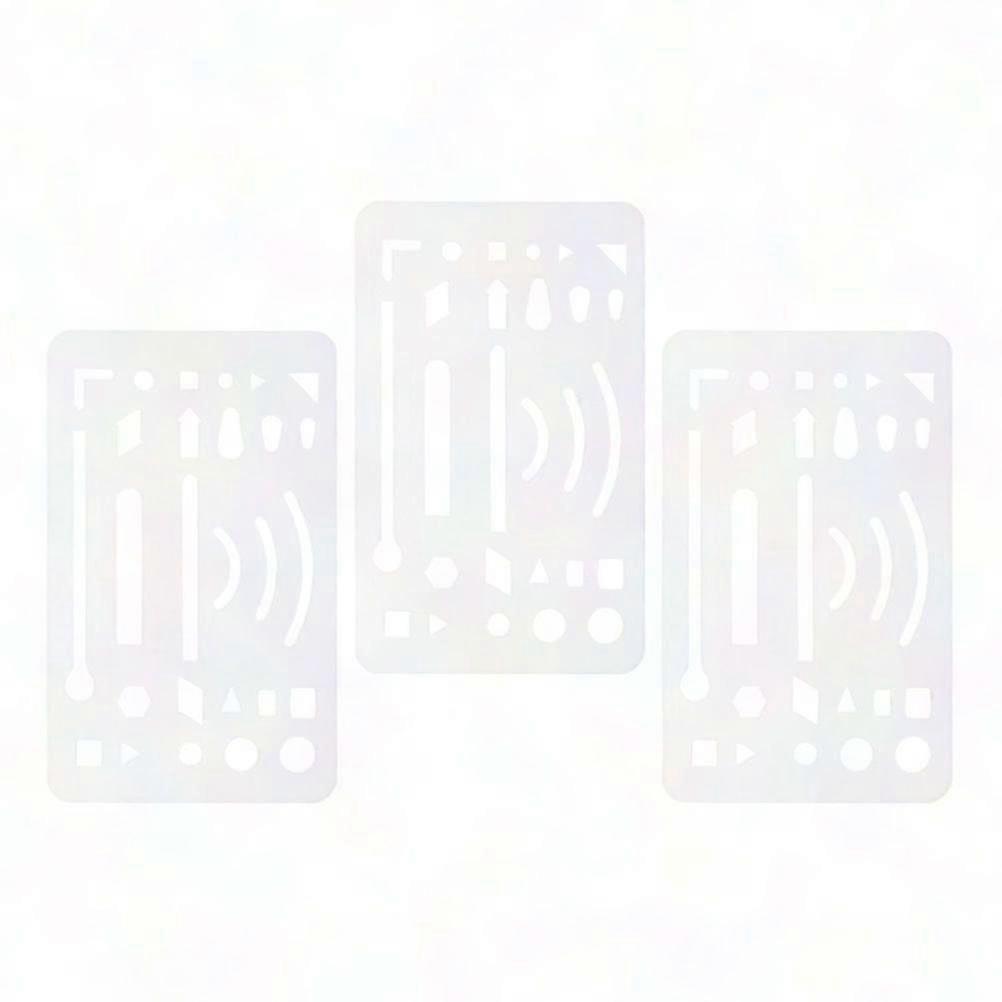 Engineering Drawing Stencils, Erasing Shield For Mechanical Design, Plastic Drafting Tools 9.2x5.7x0.1cm, 3-piece Set