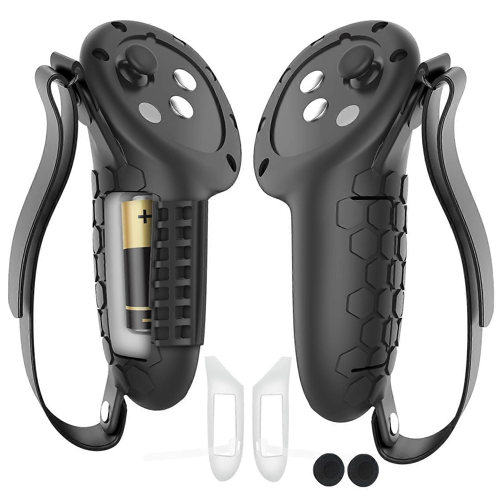 Silicone Controller Grip Covers with Quick Battery Access and Adjustable Straps for Meta Quest 3