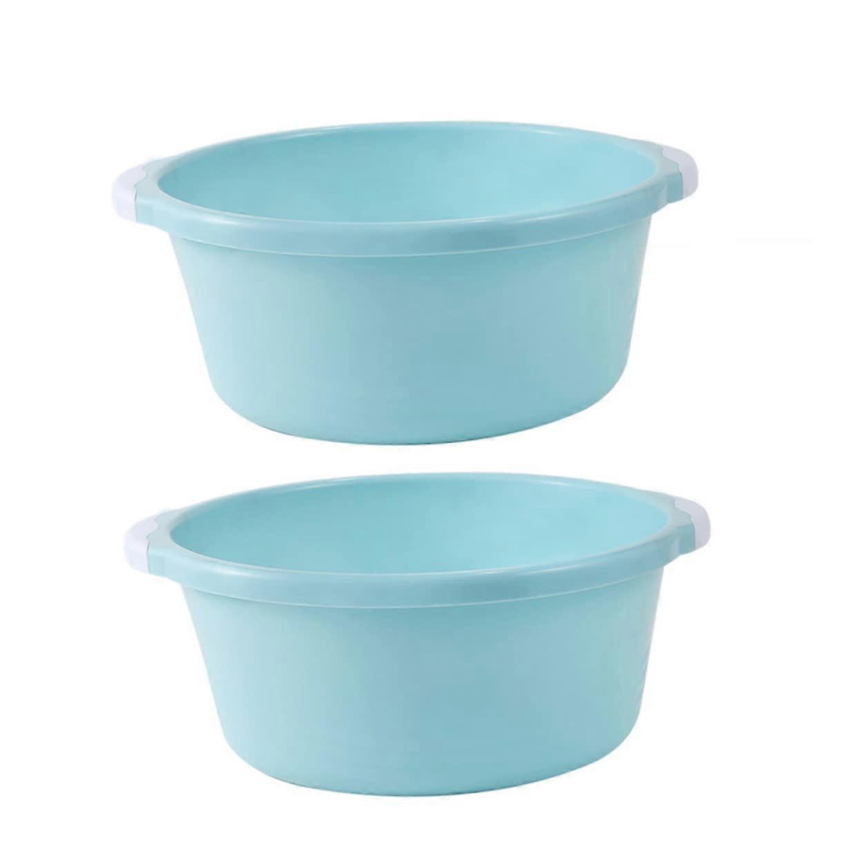 2pcs Large SkyBlue Plastic Wash Basin with AntiSlip Bottom for Kitchen and Bathroom Use