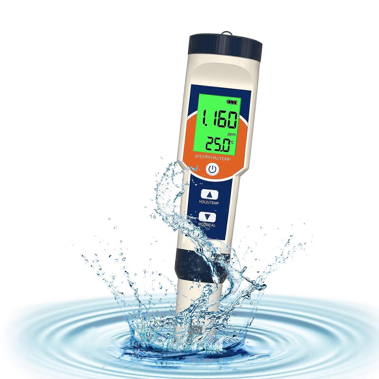 Hydrogen Water Tester 4in1 Digital pH ORP Temp Meter with Dual ppb ppm Modes for Drinking Water
