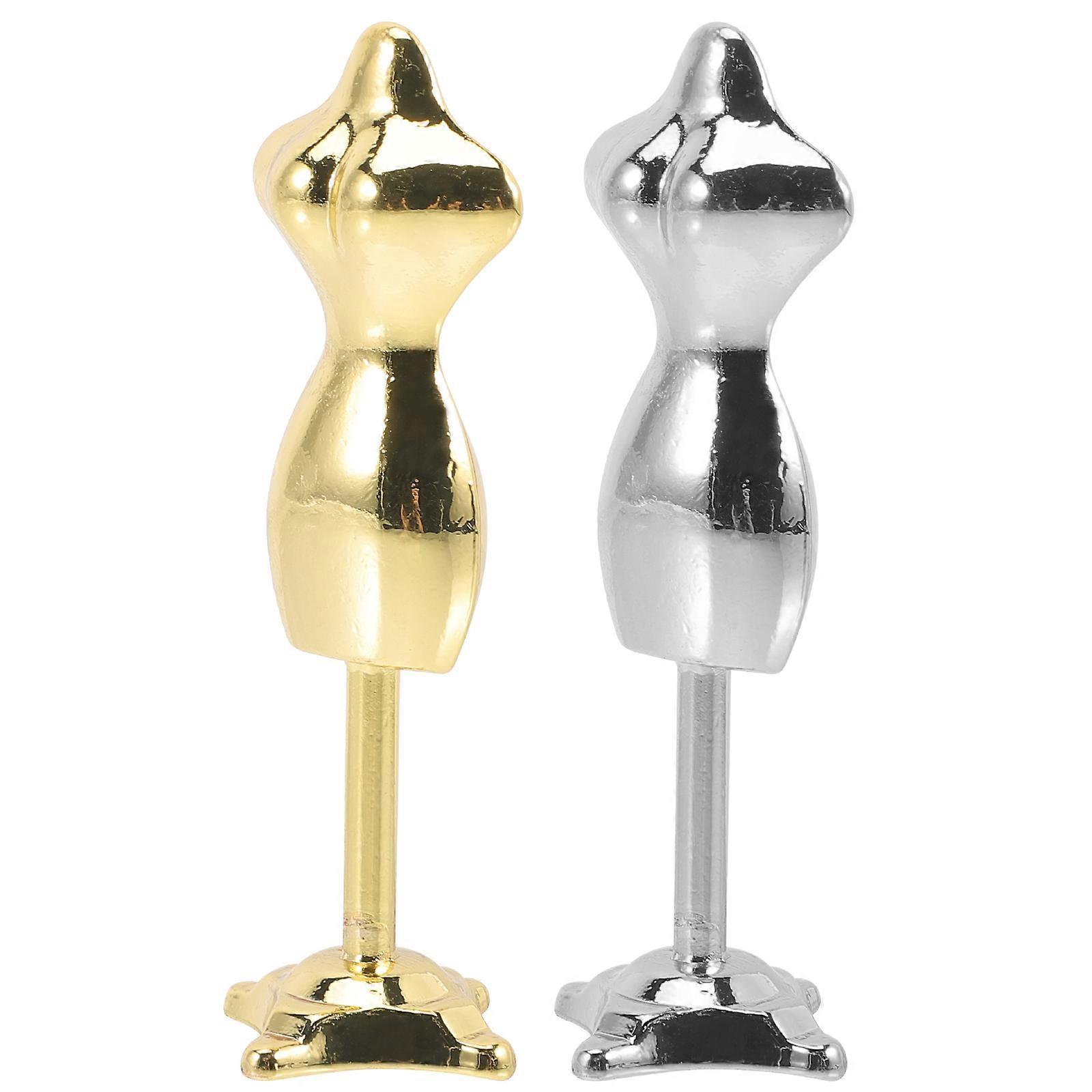 Mini Dress Form Compact Design Decorative 3.10X1.02X1.02in Silver DIY Creativity Development 2Pcs