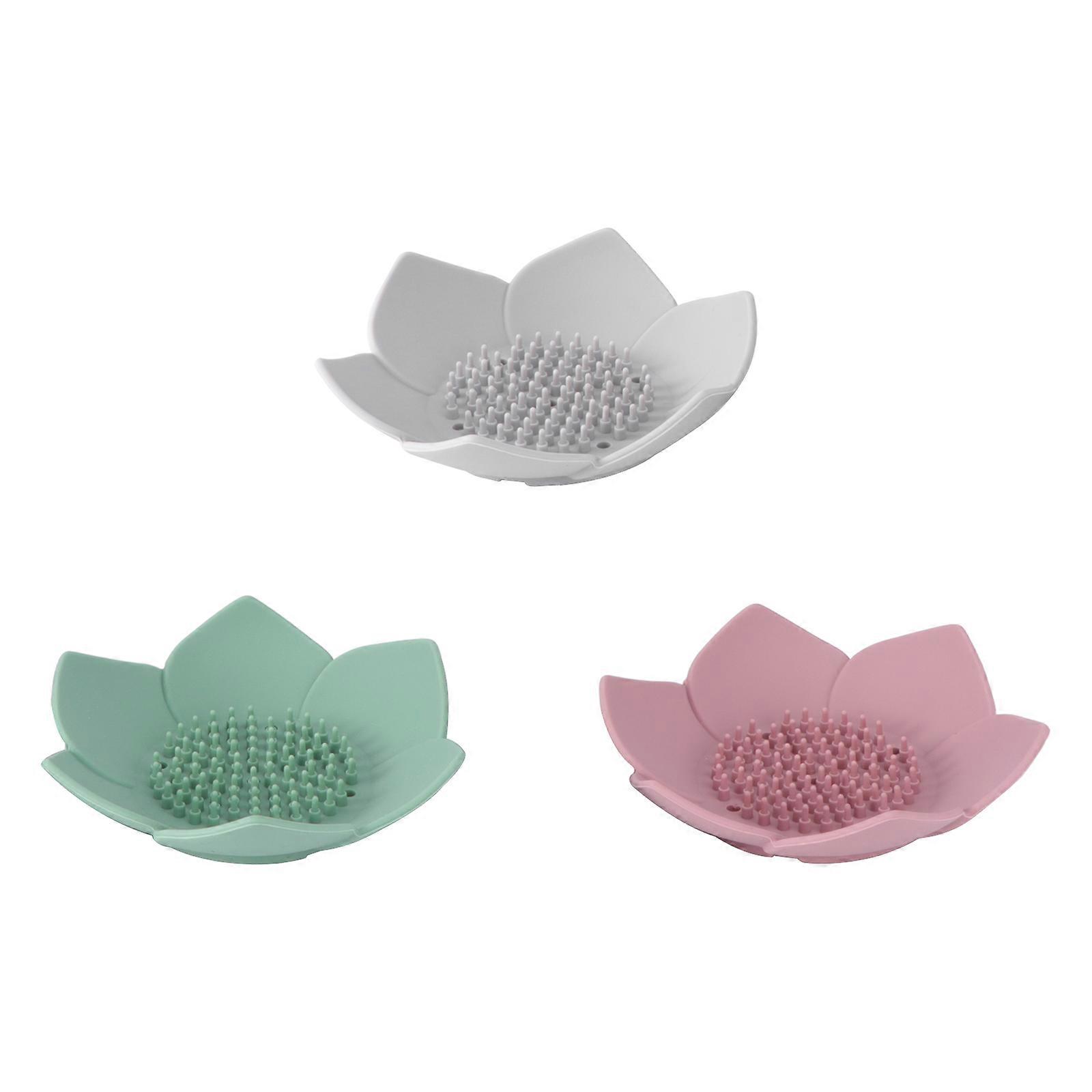 Lotus Silicone Soap Holder for Storing with Drainage 3Pcs Set