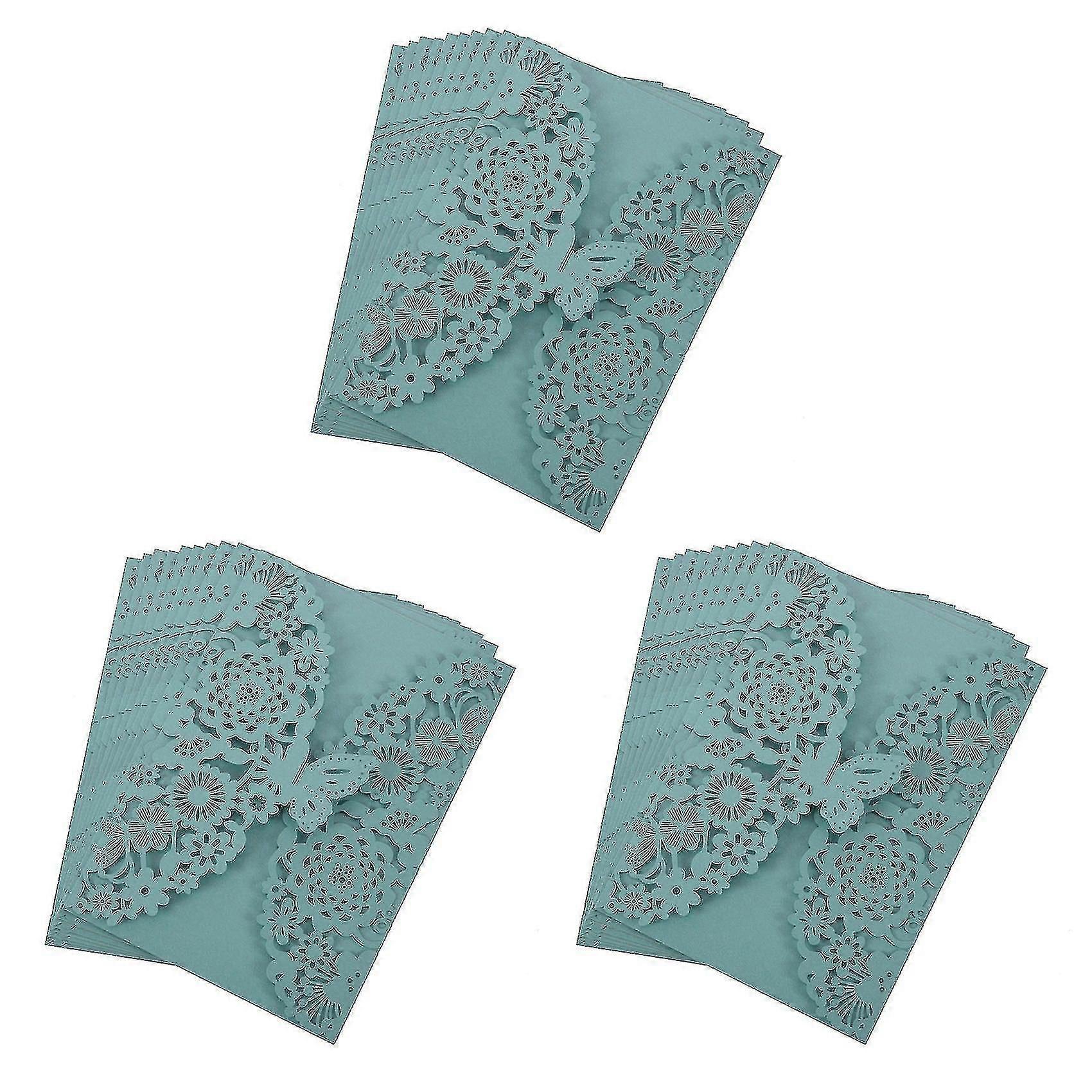 10 Piece Engraved Butterfly Wedding Invitations: Teal