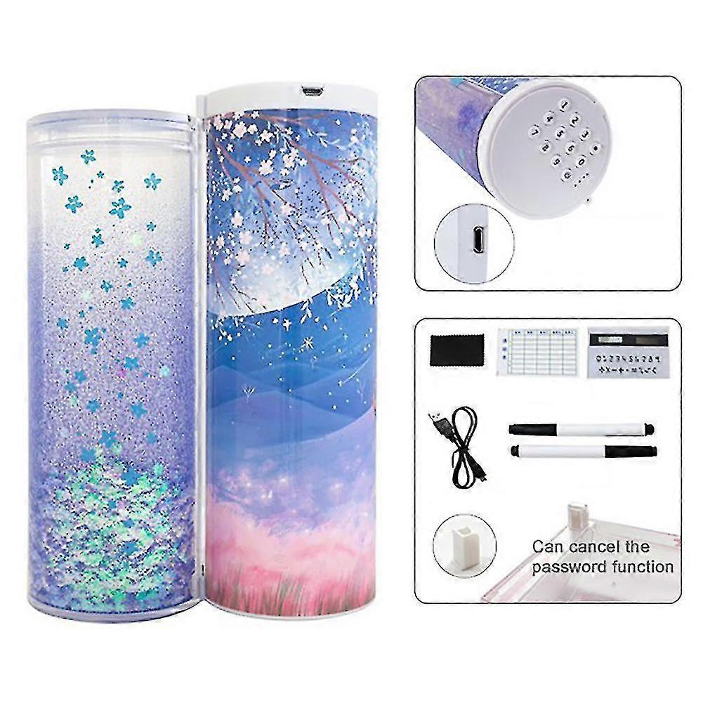 26-27 Smart Electronic Password Lock Pen Case Multifunctional Pencil Case With Calculator Mirror