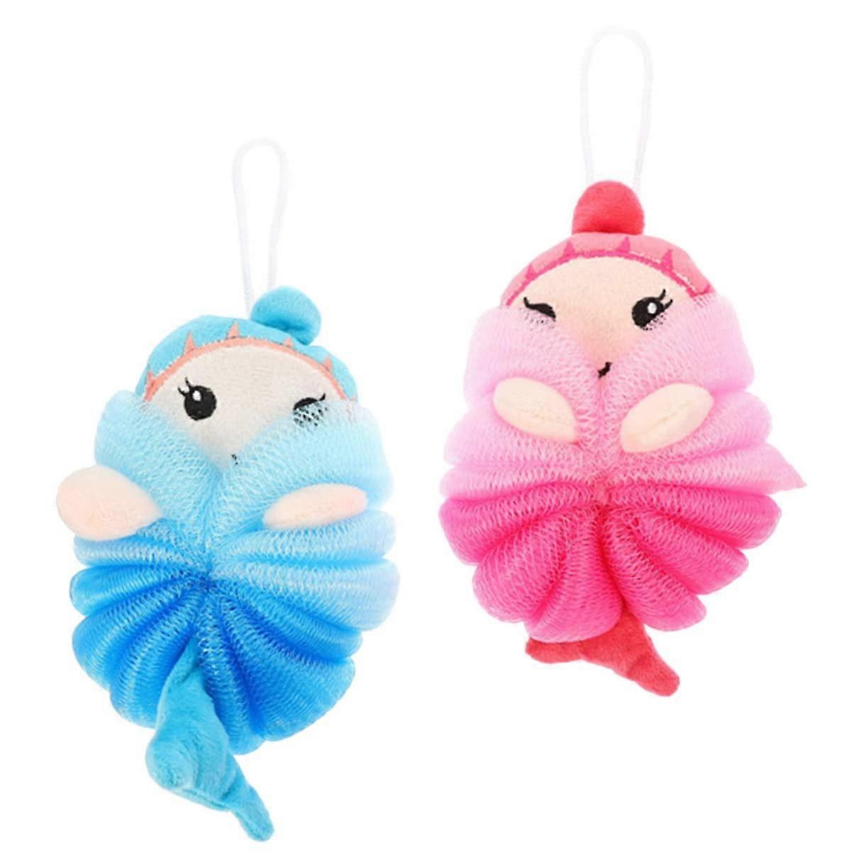 Bath Shower Sponge 2pcs Soft Exfoliating Bath Pouf with Hanging Loop for Gentle Skin Care