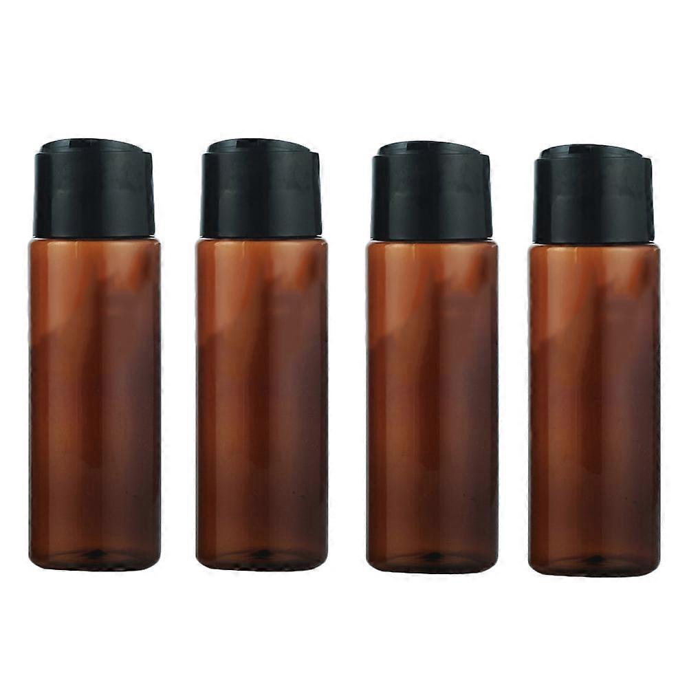 Travel Bottle Subpackaging for Storage Use 4Pcs Brown Emulsion Dispenser