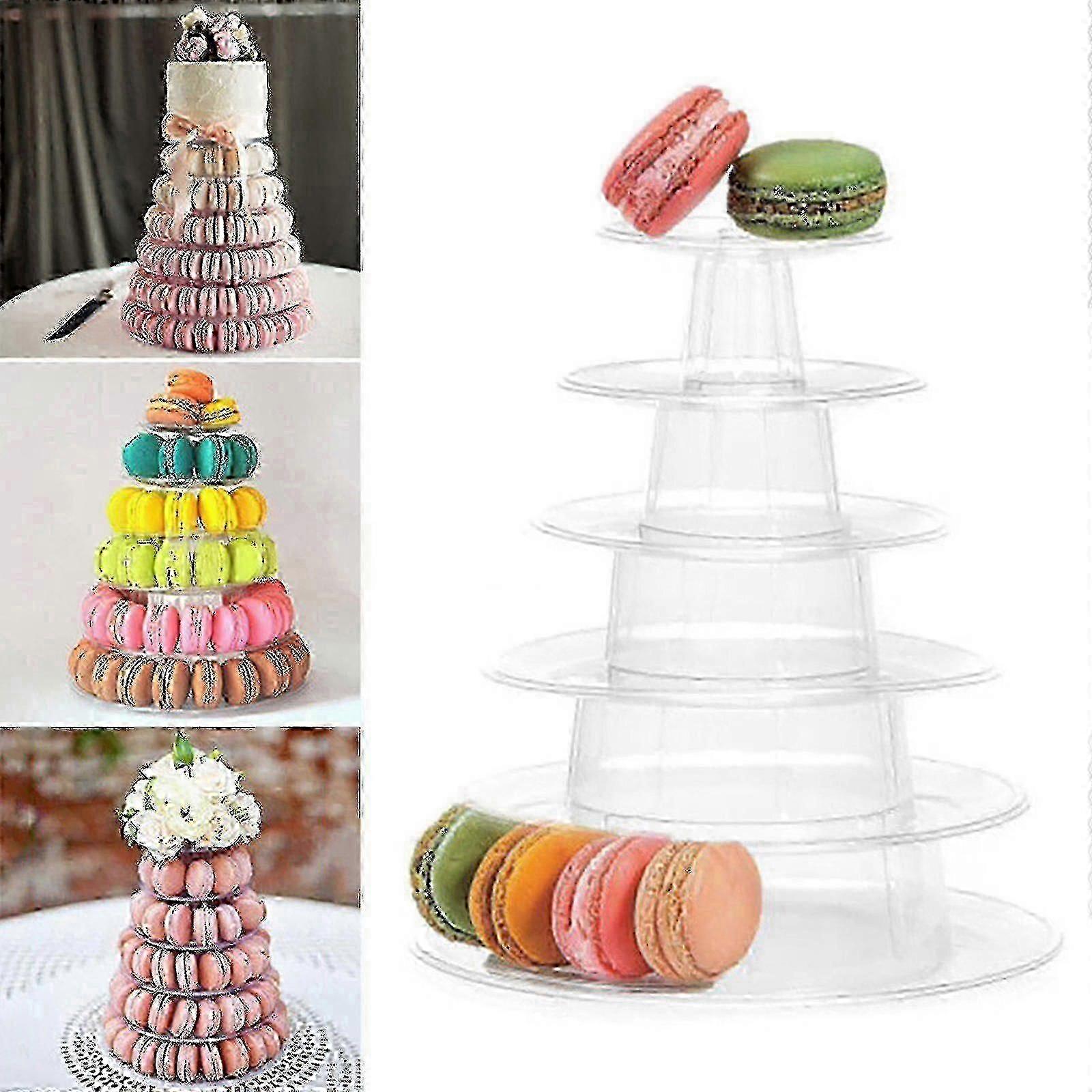 2025 6-Layer Round Plastic Cake Stand for Macaron Displays