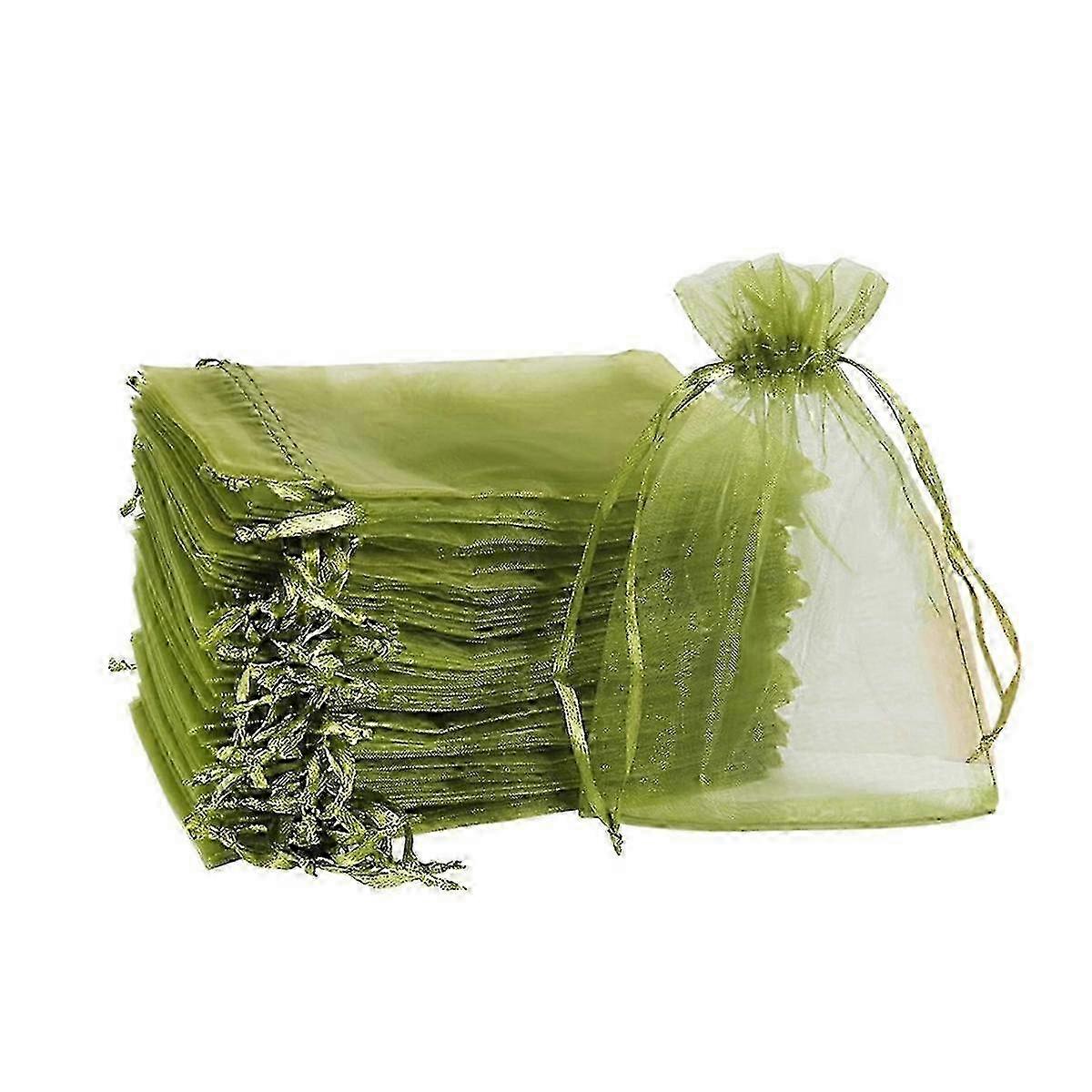 100Pcs Green Mesh Lid Bag Drawstring Mesh for Fruit Protection, Vegetable Garden