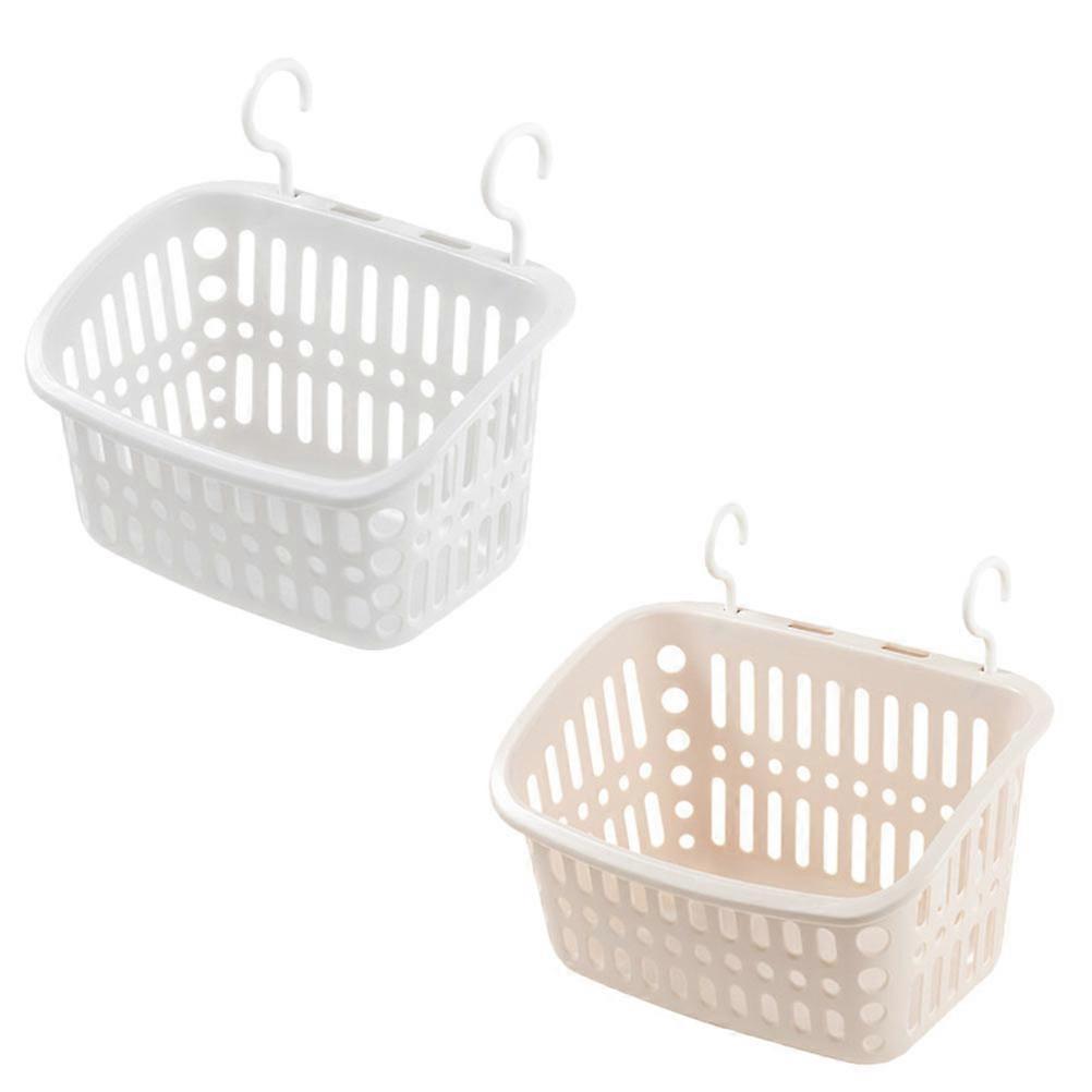 White Bathroom Storage Basket Hangable Rack for Storage Use 2Pcs