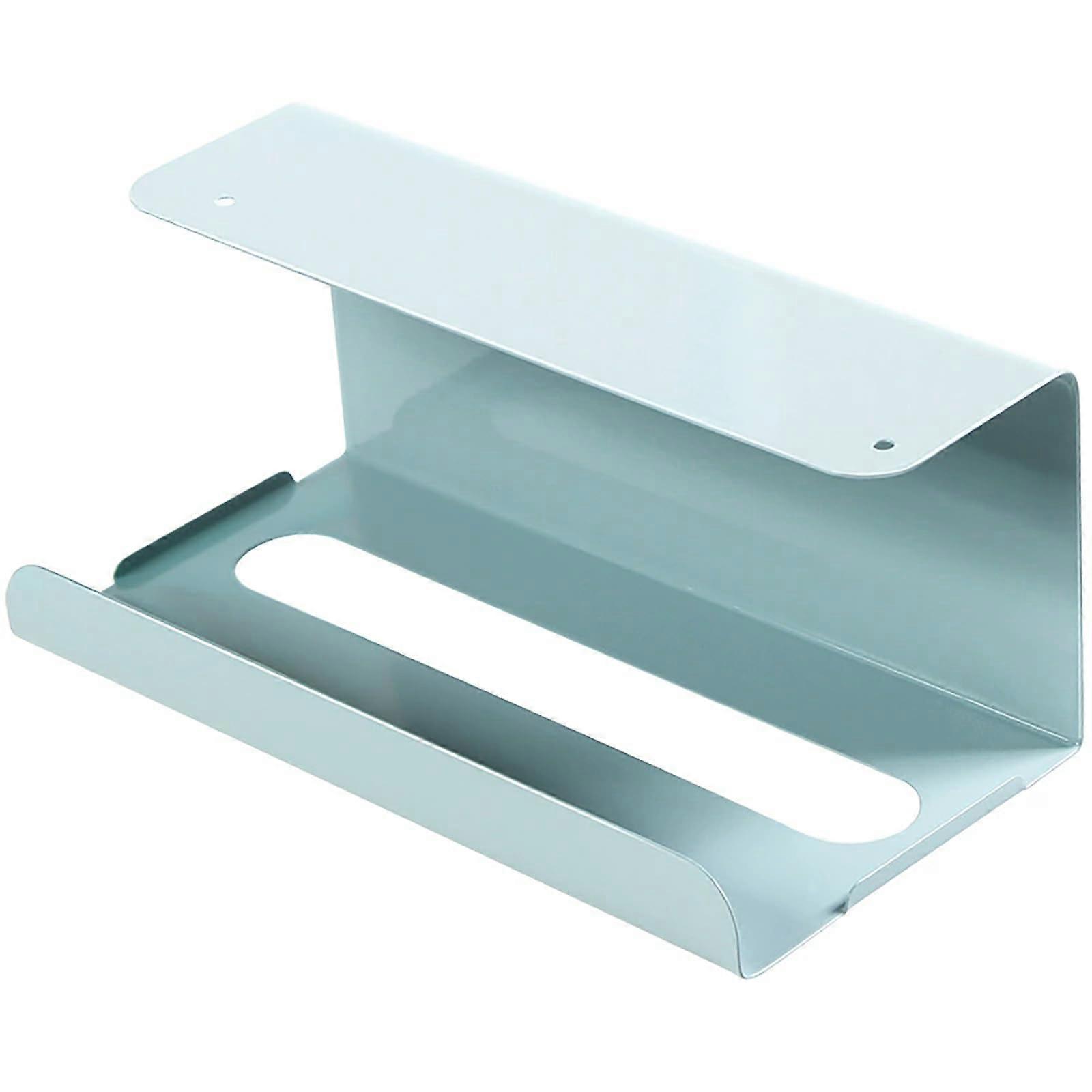 Under Cabinet Paper Towel Holder Drill Tissue Box Rack SpaceSaving Kitchen Organizer Blue
