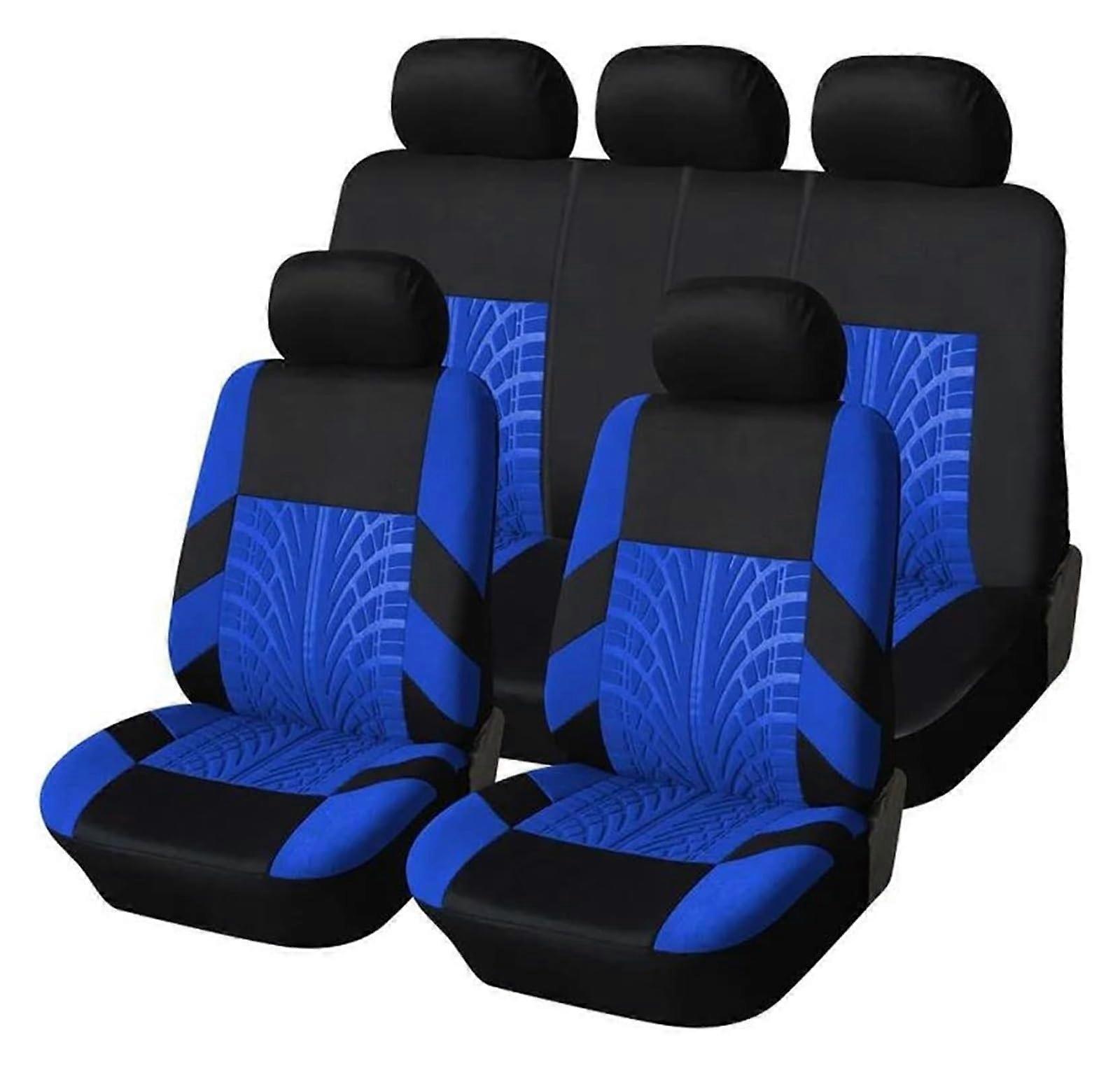 Blue Full Set Car Seat Covers with Thick Padding, Polyester Protector for Most Vehicles