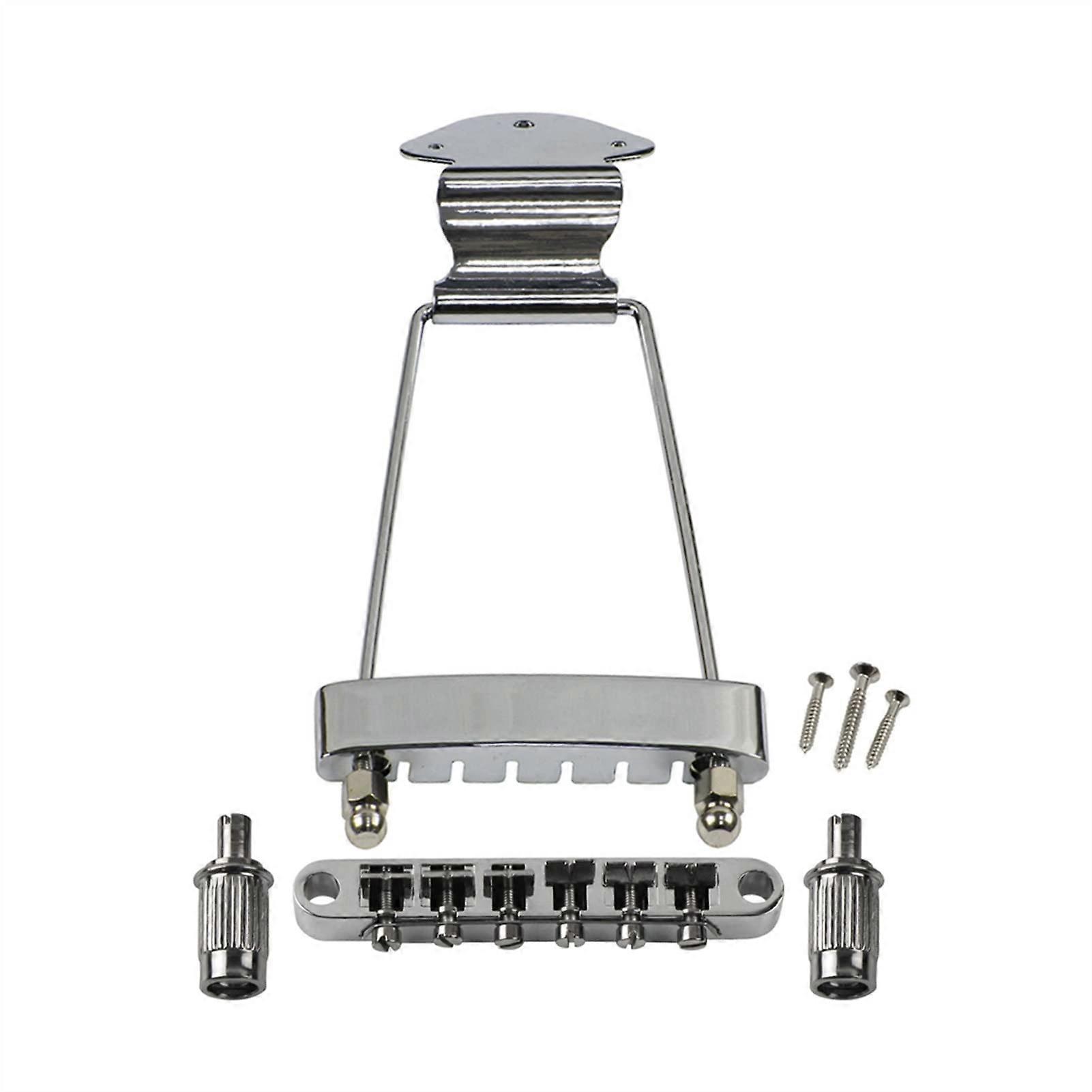 Chrome TuneOMatic Bridge and Tailpiece Replacement for Electric Guitar, Durable Solid Metal Build