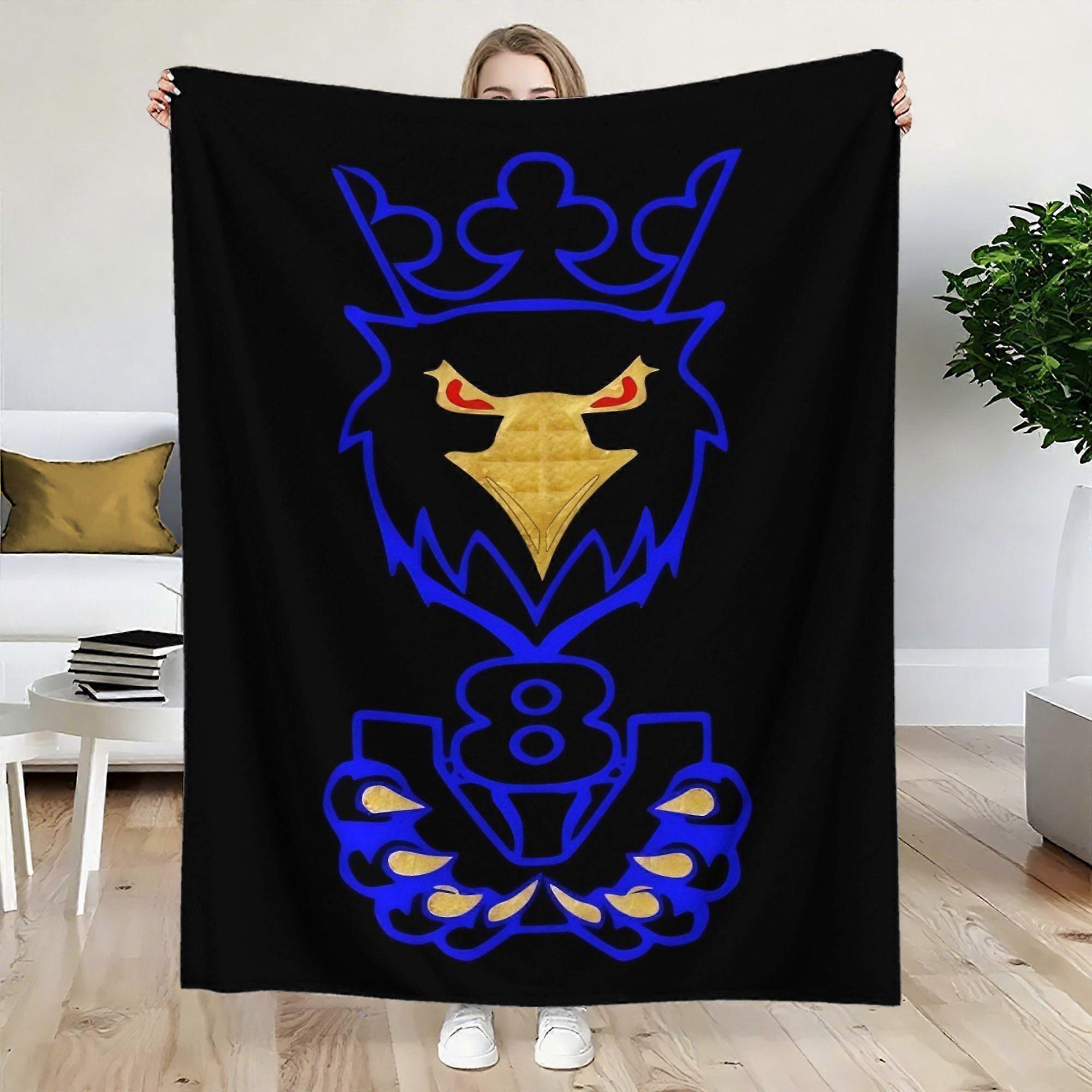 V8 Griffin Blue Luxury Flannel Blanket  Soft Lightweight