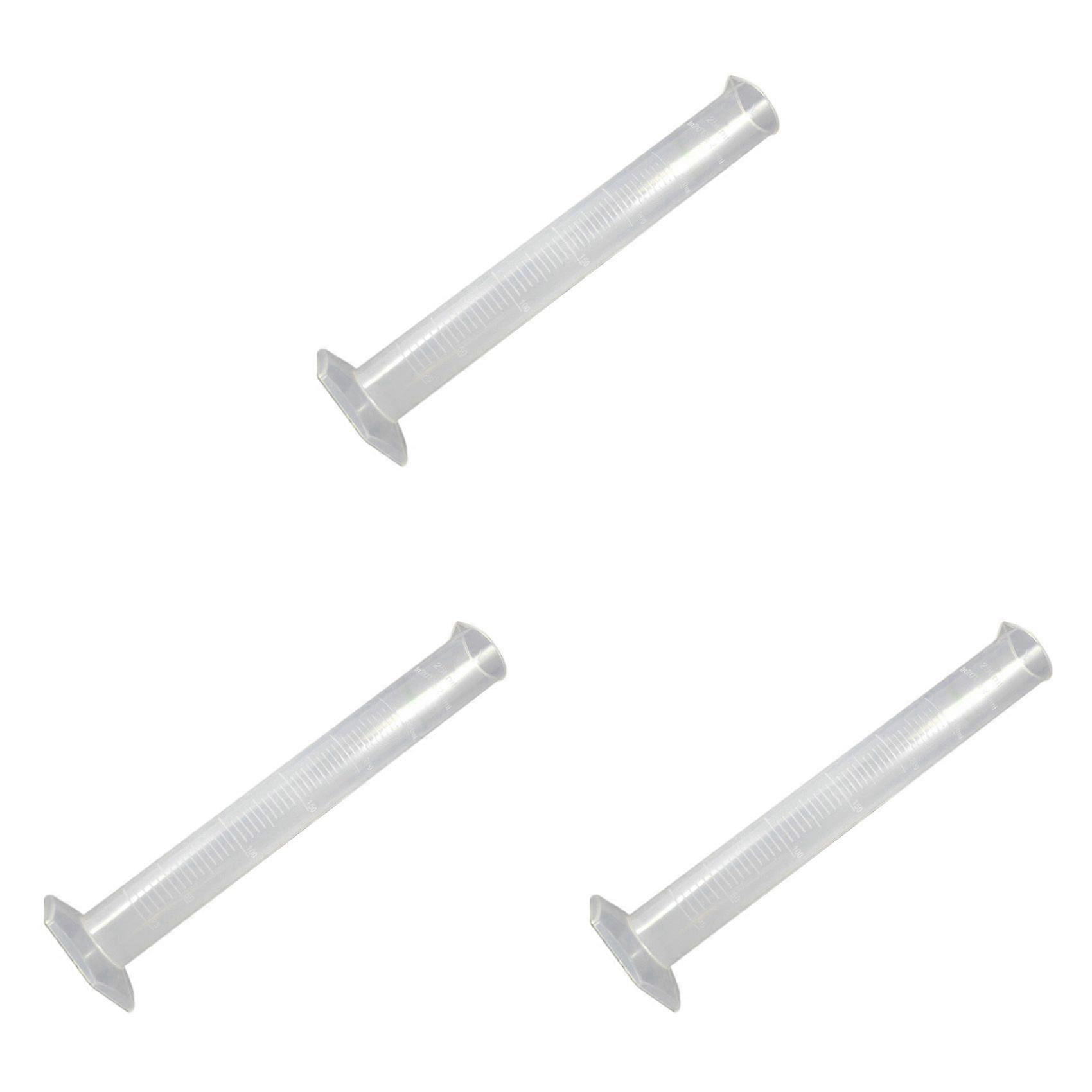 3X 250ML Clear White Plastic Liquid Measurement Graduated Cylinder for Lab Set
