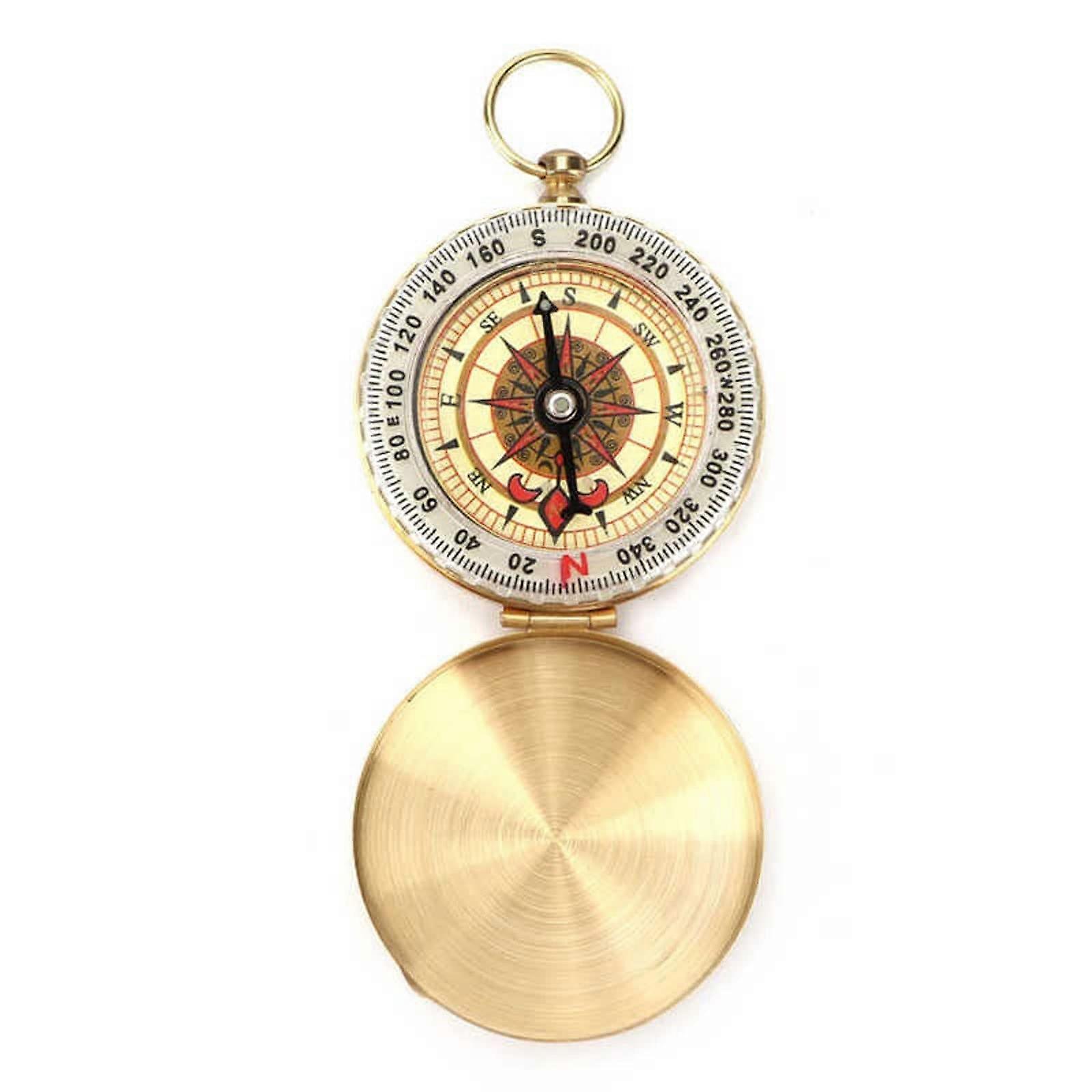 Waterproof Copper Camping Compass with Luminous Dial for Outdoor Hiking and Navigation
