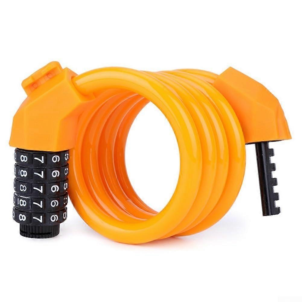 HeavyDuty Combination Bike Lock, 5Digit Code Security, Waterproof CutResistant Steel Cable, 1.2m Orange