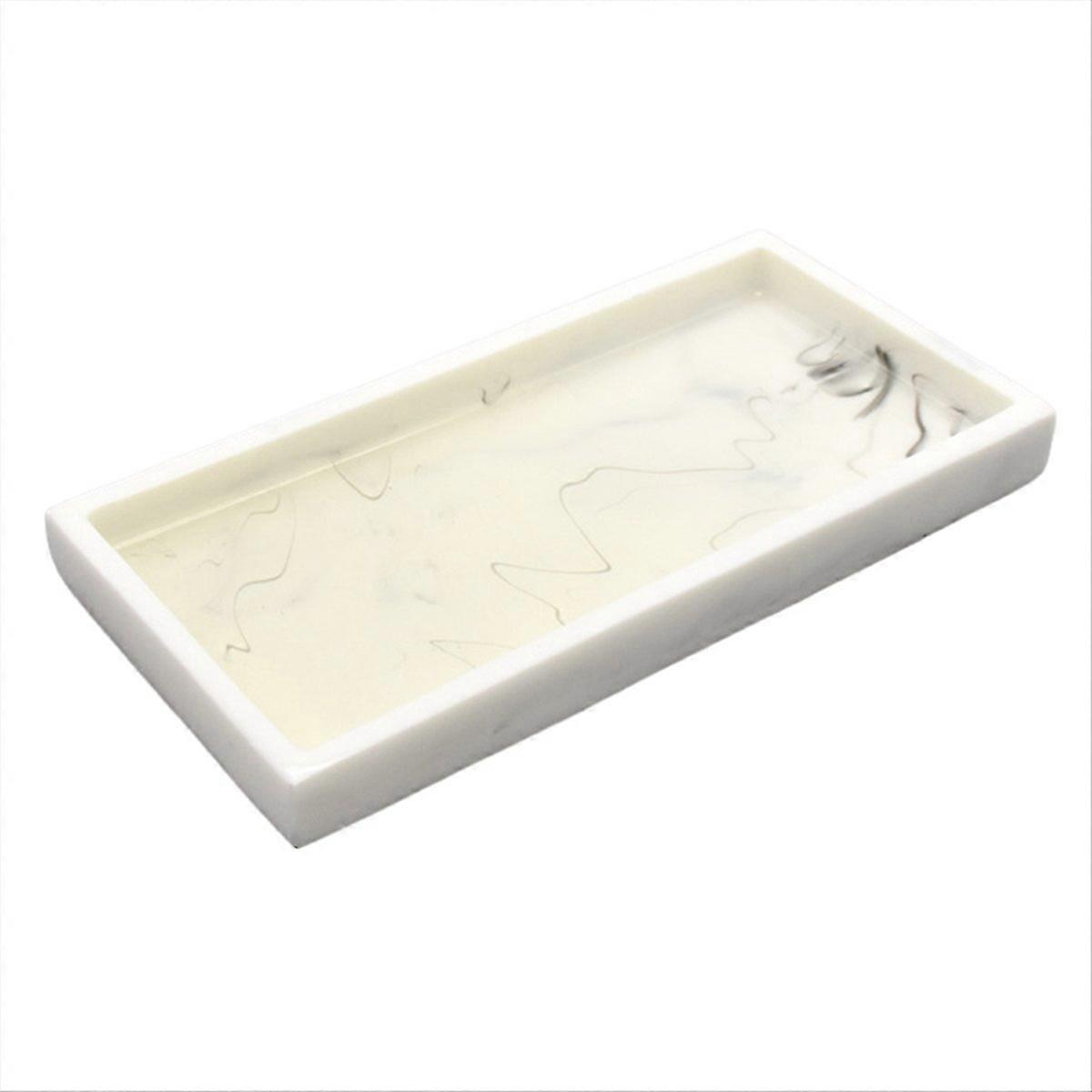 Rectangular Plate Countertop Bathroom Soap Shampoo Storage Tray,White