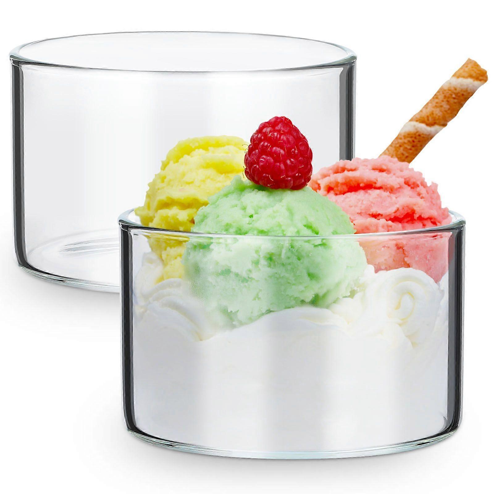 2Pcs Household Pudding Cups Multi-function Ice Cream Cups Transparent Yogurt Cups