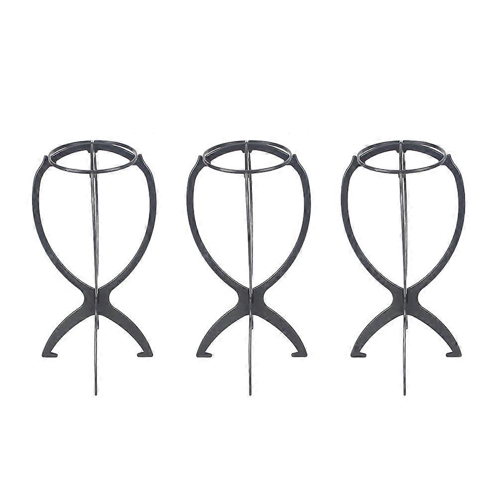 Wigs Stand Holder for Support with 6Pcs Folding Plastic Durable Black Tools