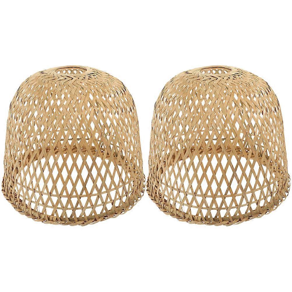 Rustic Bamboo Lamp Shade for Pendant Light 2Pcs Versatile Light Covers