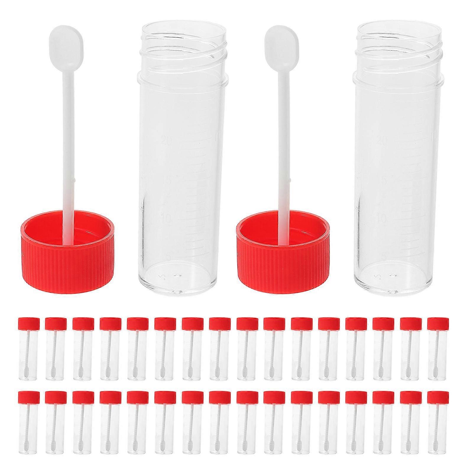 Red Plastic Stool Sample Collection Bottle with Leak-Proof Lid 50Pcs