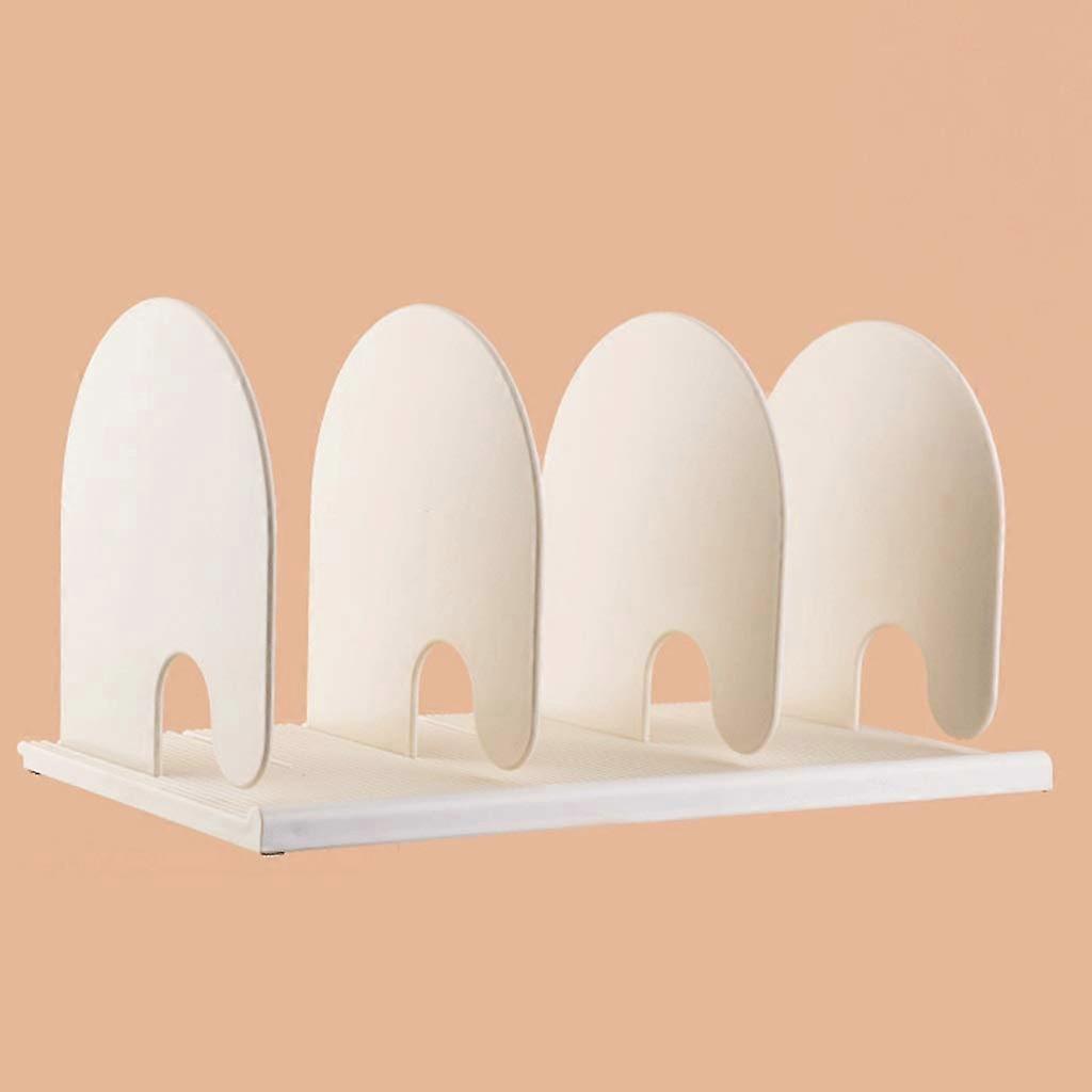 Adjustable Desktop Bookshelf Organizer, 4Section Book Rack with NonSlip Base, SpaceSaving White Shelf