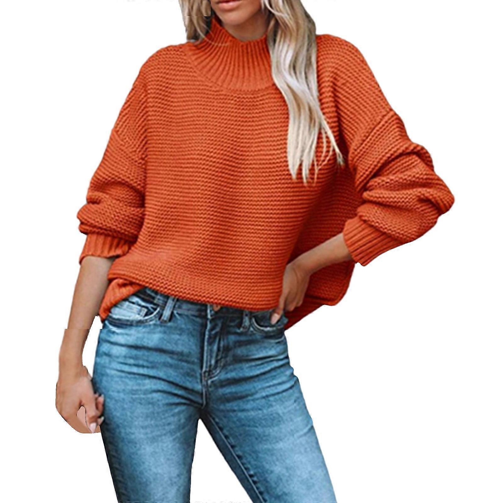 Womens Sweaters Fall Winter Solid Crewneck Casual Pullover Wool Knit Sweater