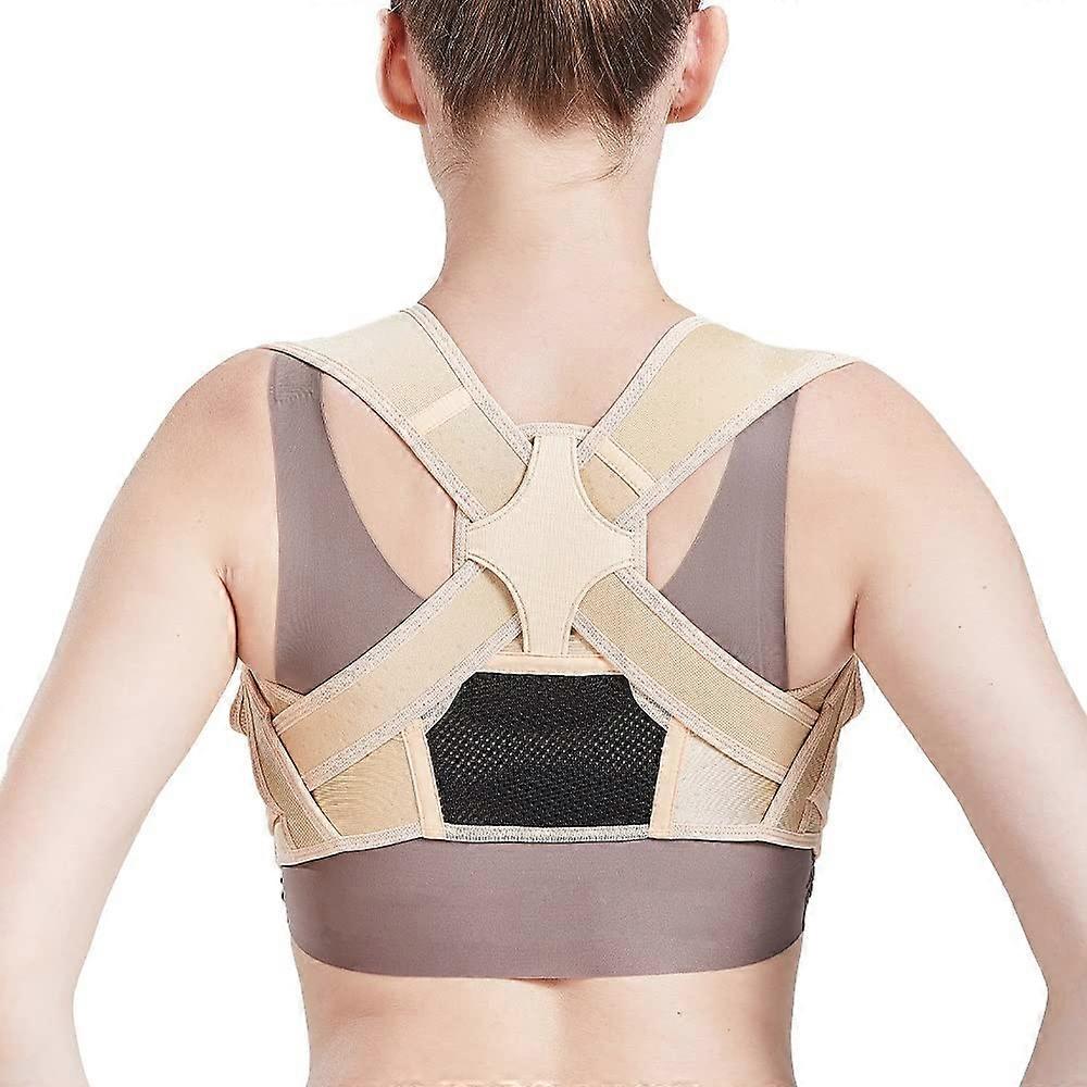 Posture Corrector Adjustable Back Support Brace Nude Small for Shoulder Neck Alignment Adults