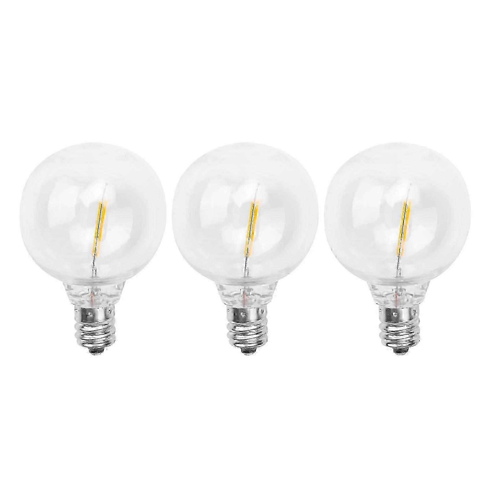 3Pcs G40 Led Replacement Light Bulbs E12 Screw Base Shatterproof Globe compatible with Solar String Warm White