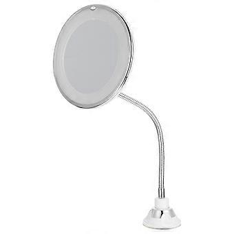 LED Supplementary Lighting Makeup Mirror with 10X Magnification and Suction Cup