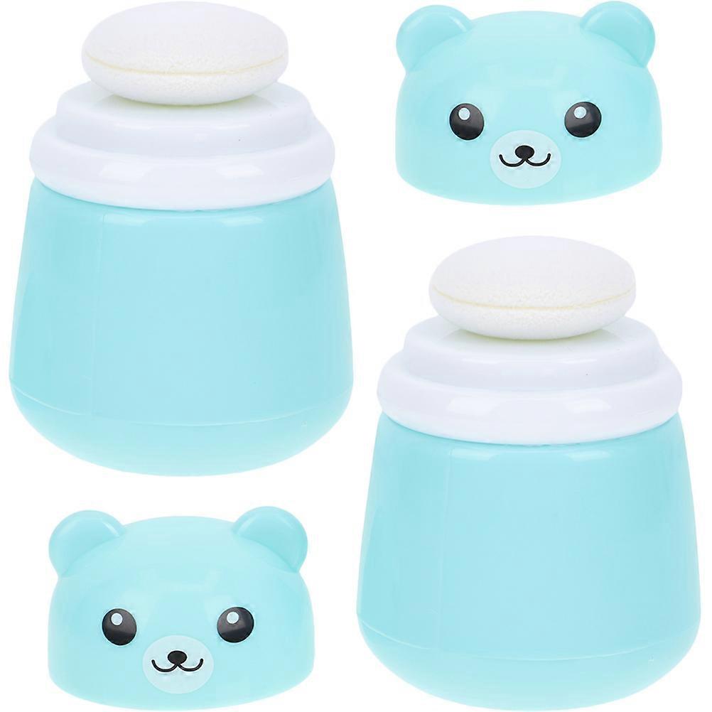 Case Powder Puff Box Cartoon Bear for Storage 2Pcs