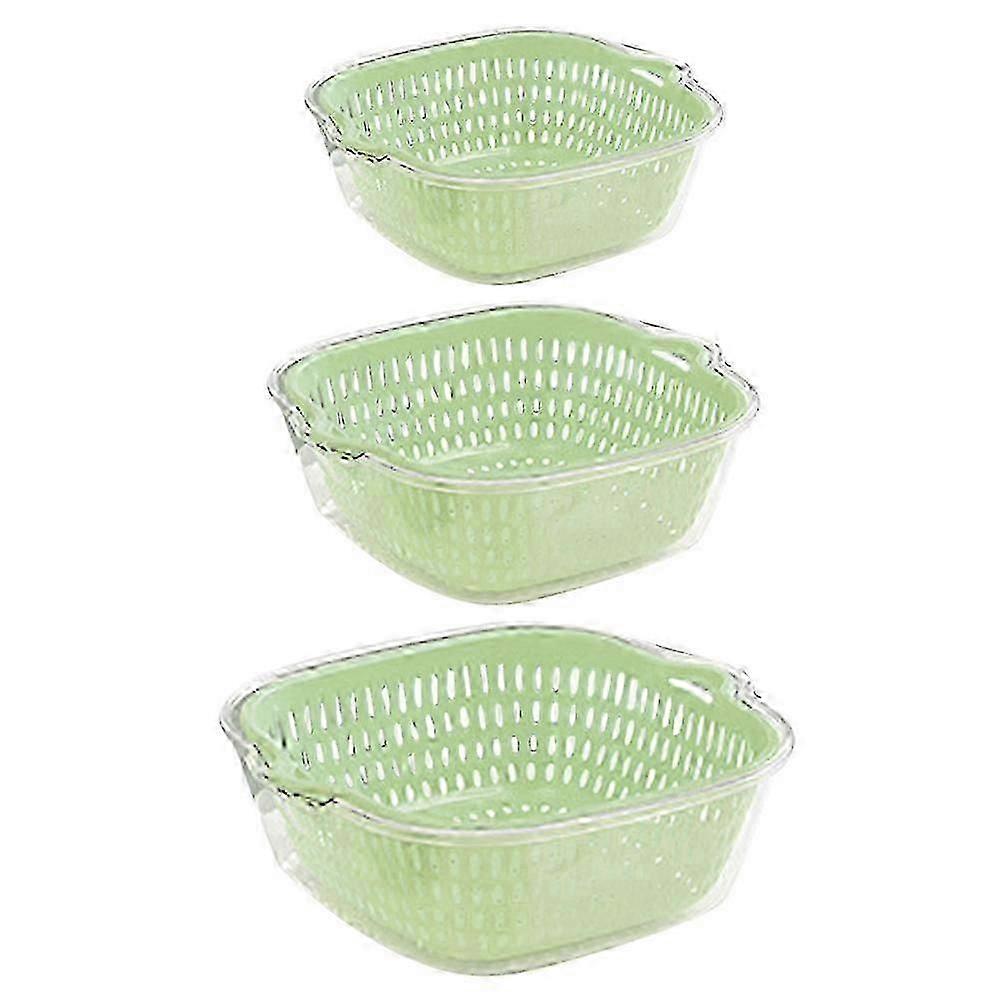 Vegetable Washing Basket Double Layer for Kitchen Use 1Set Reusable Plastic
