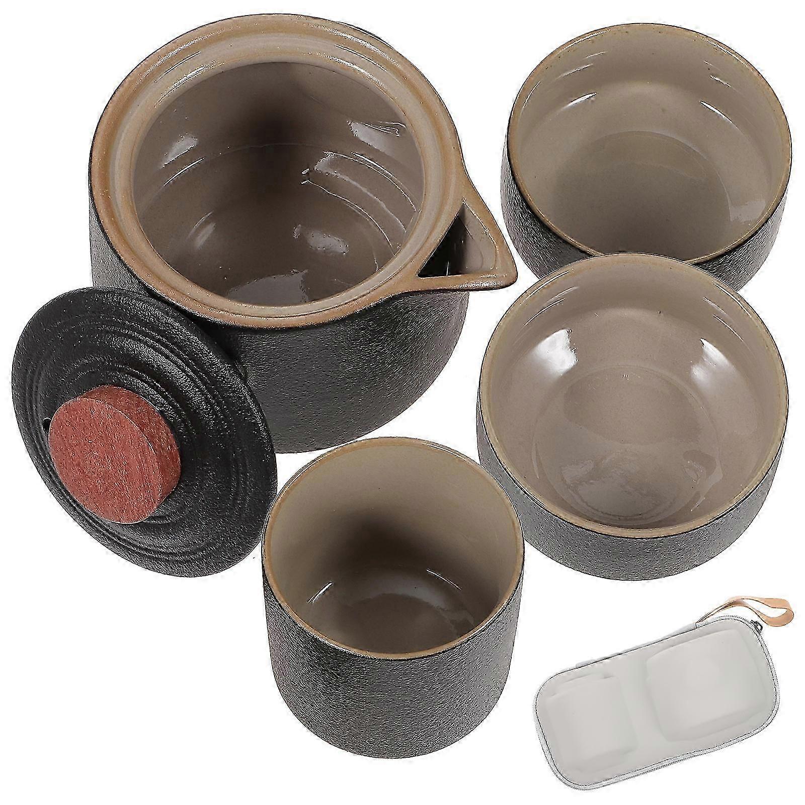 Portable Teaware Set Gift Ceramic Tea Cups for Storage Use 1Set